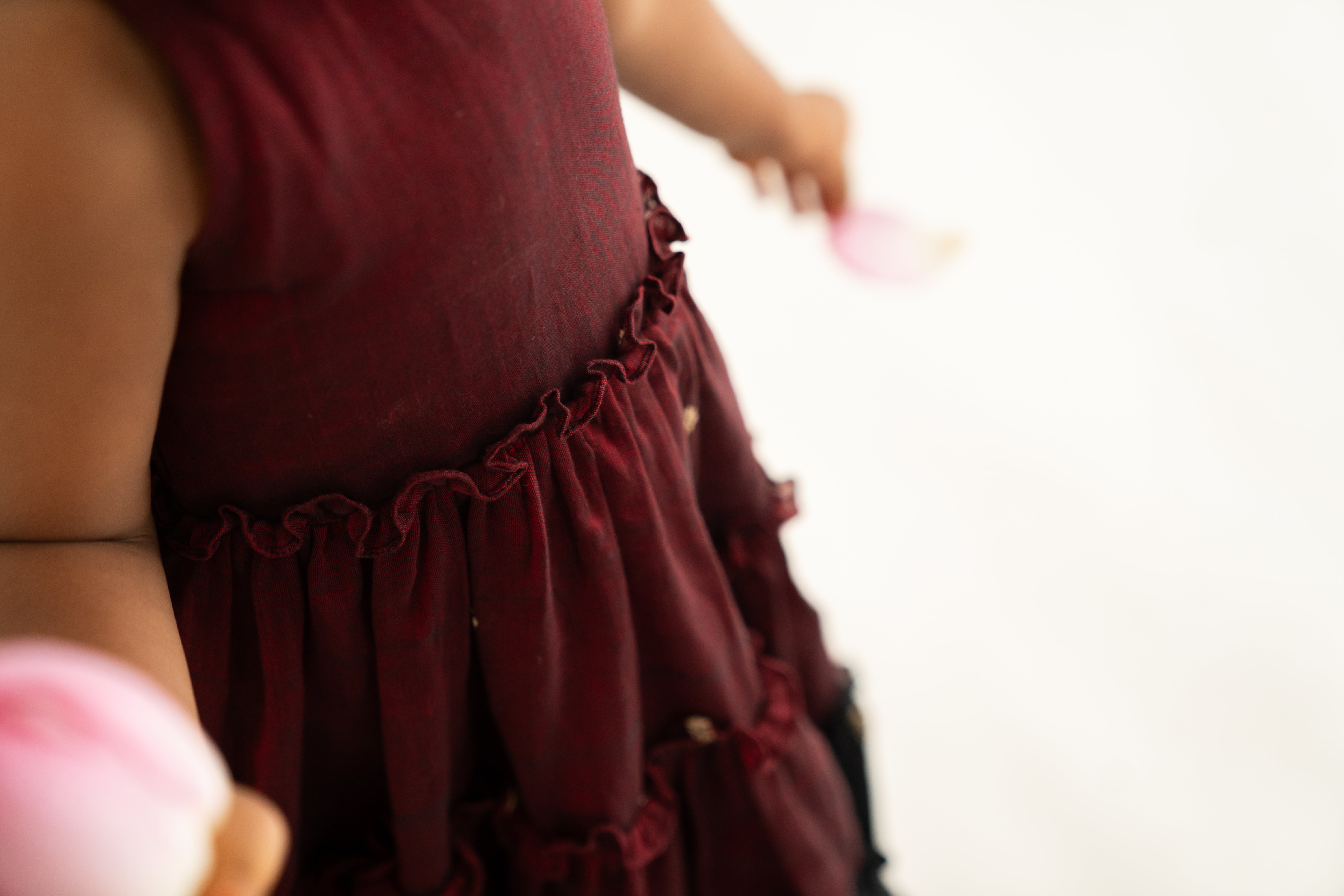 Maroon & Black Narayanpet Tiered Dress