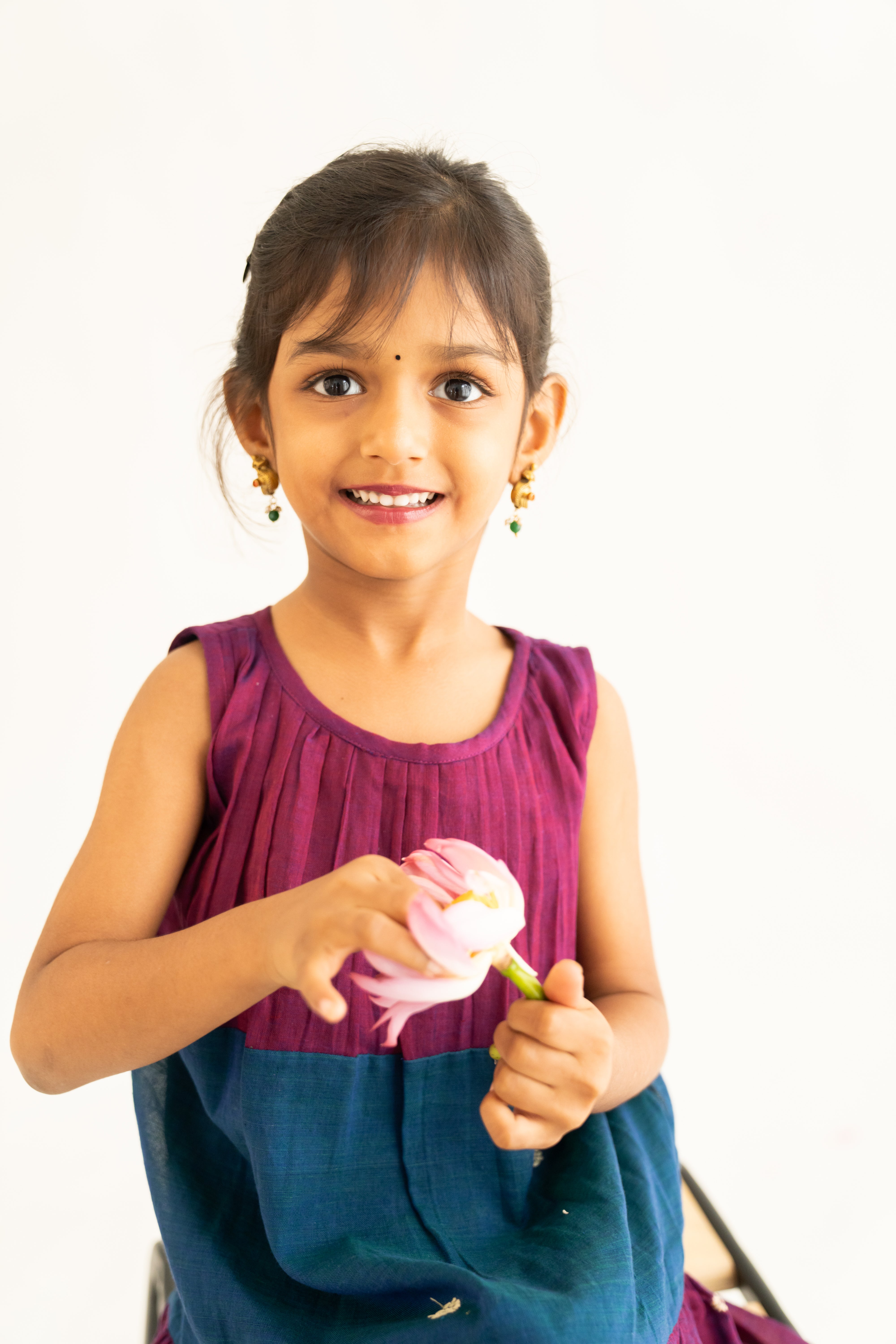 Magenta & Teal Narayanpet Tiered Dress