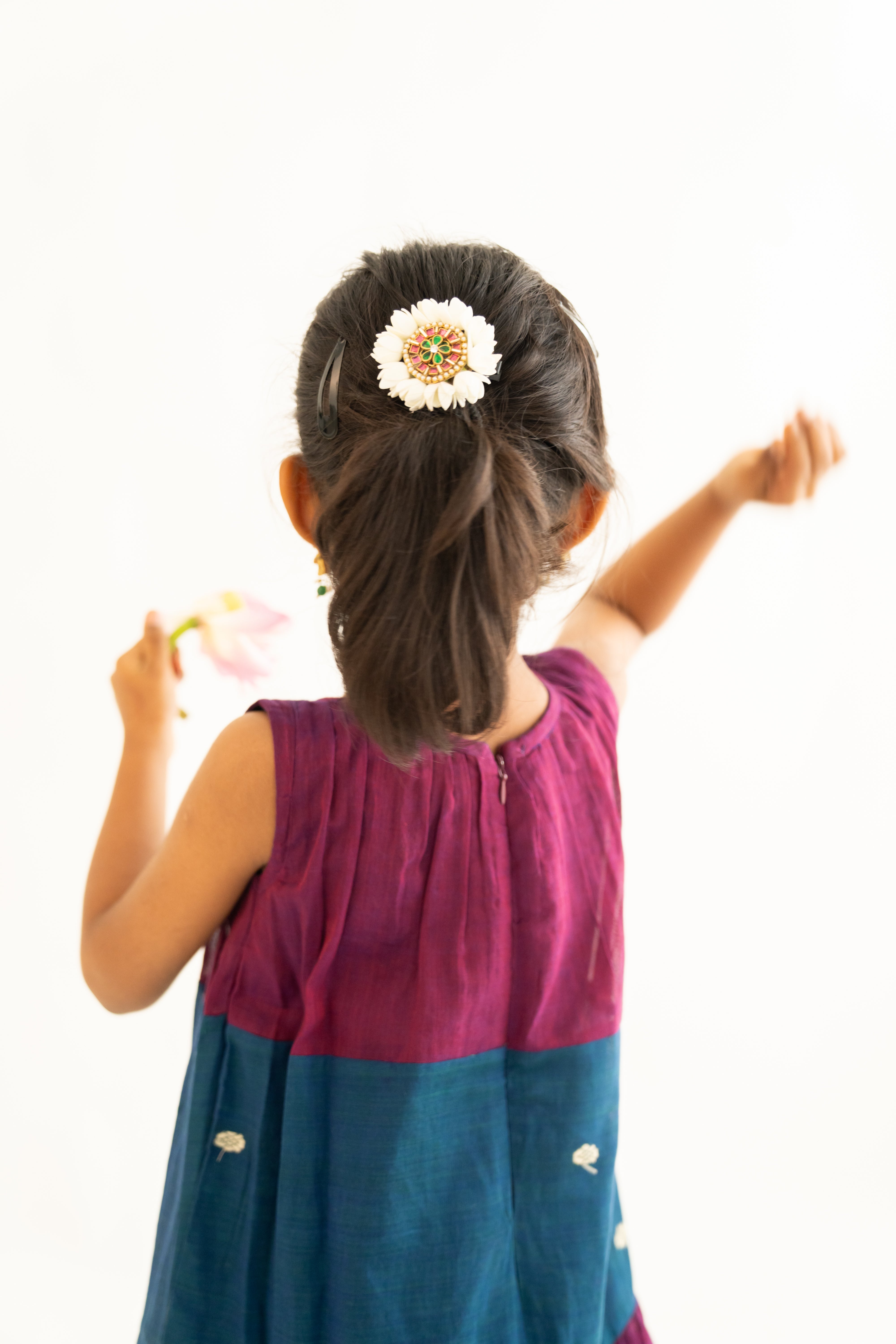 Magenta & Teal Narayanpet Tiered Dress