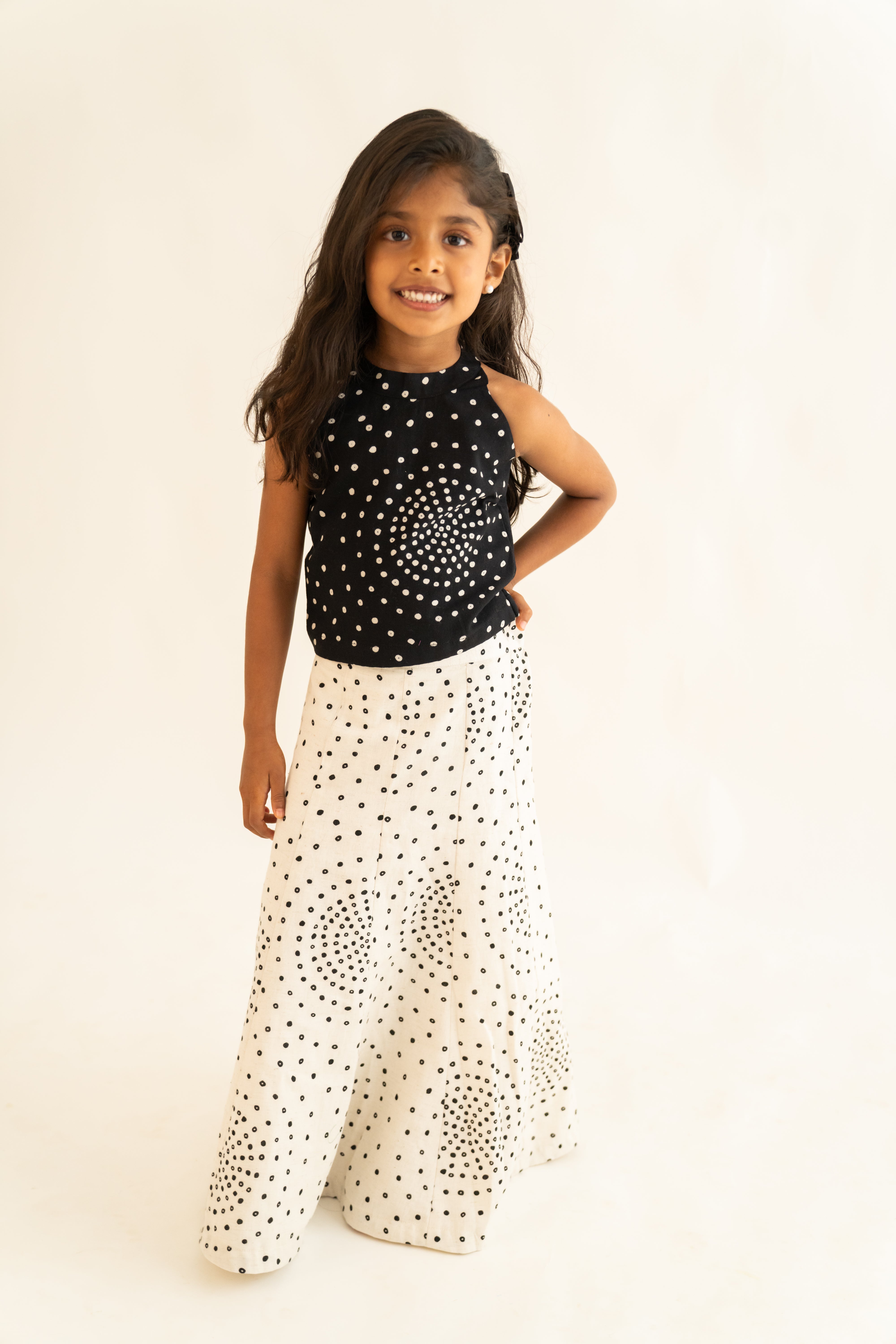 Black & White Polka Skirt Set