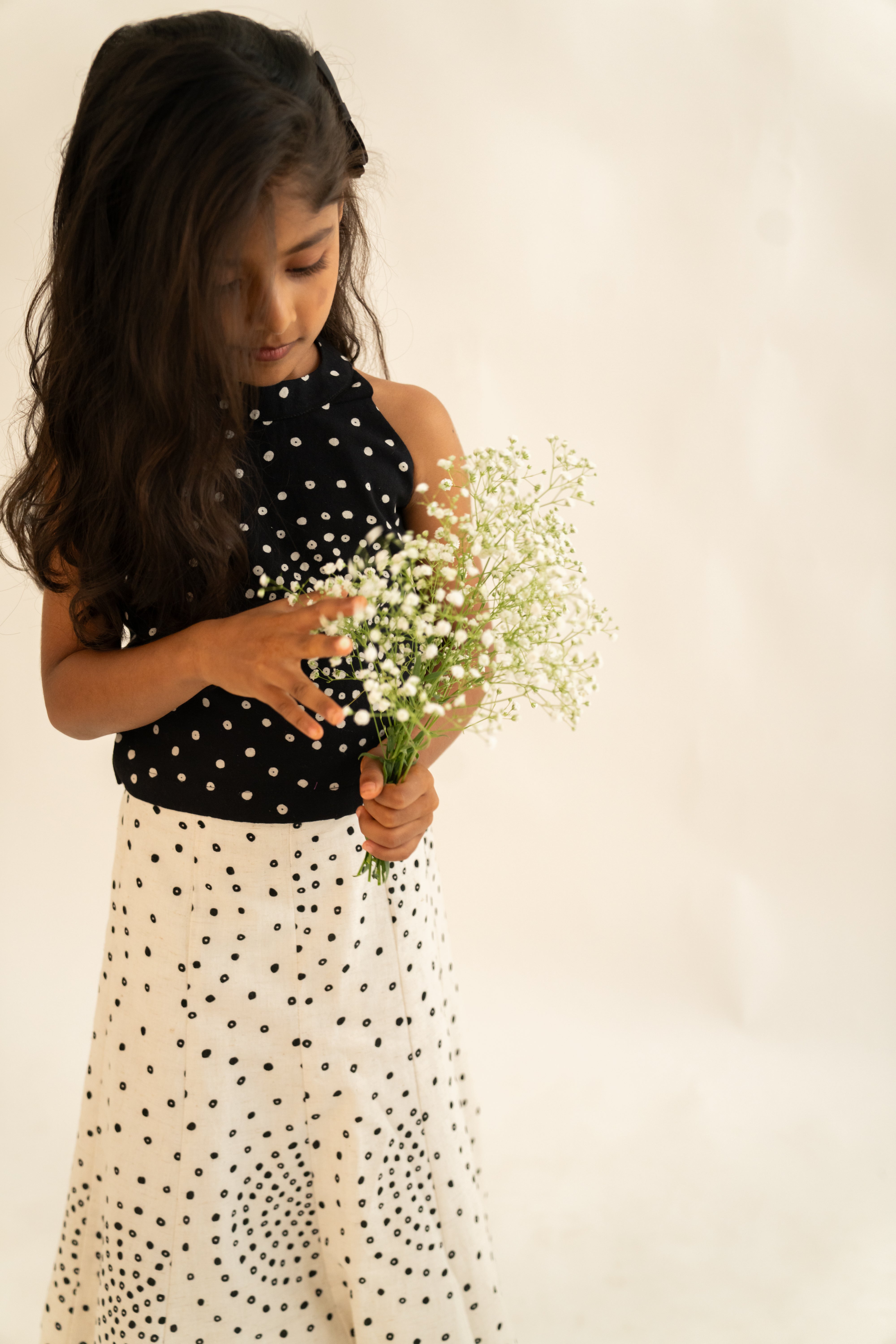 Black & White Polka Skirt Set