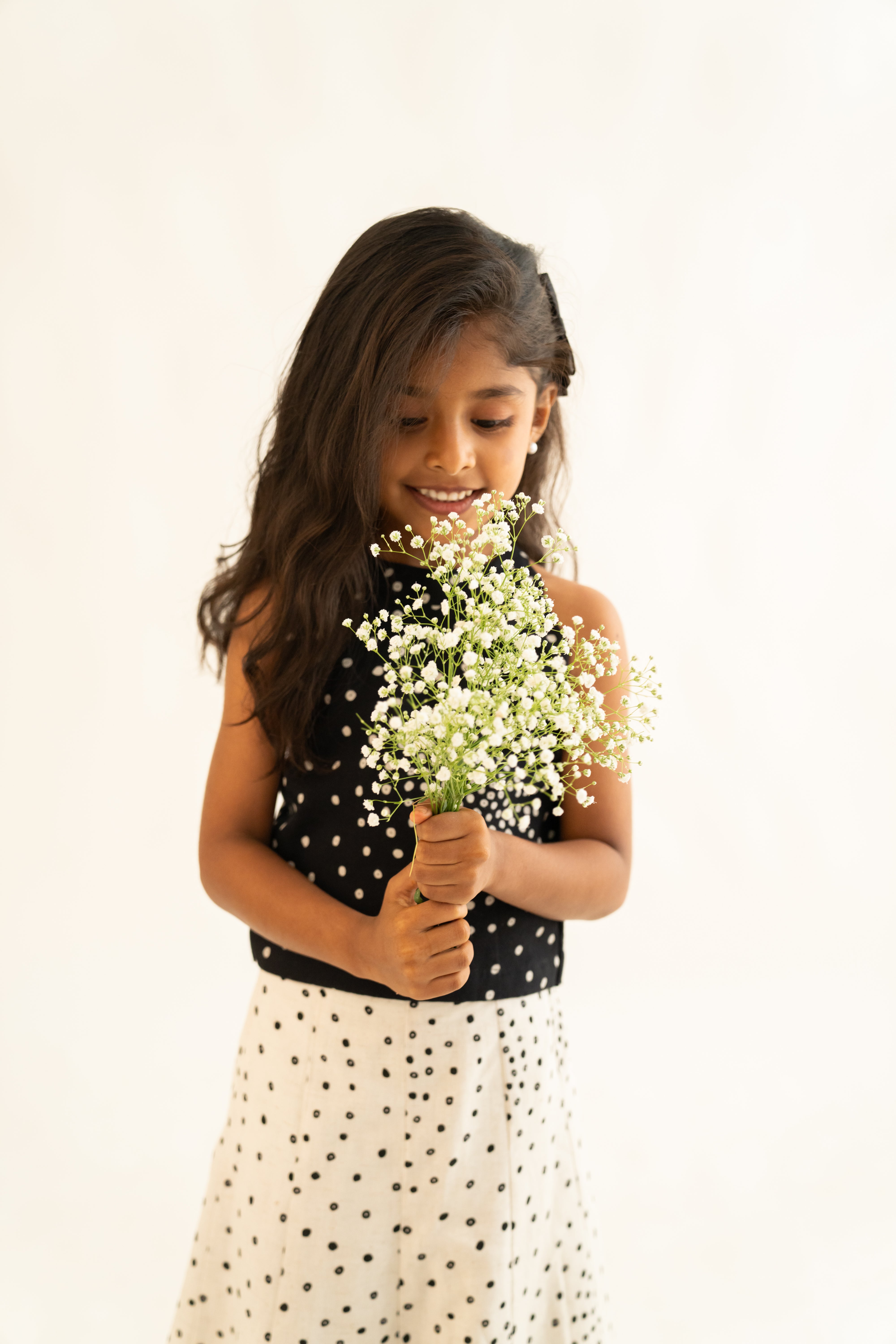 Black & White Polka Skirt Set