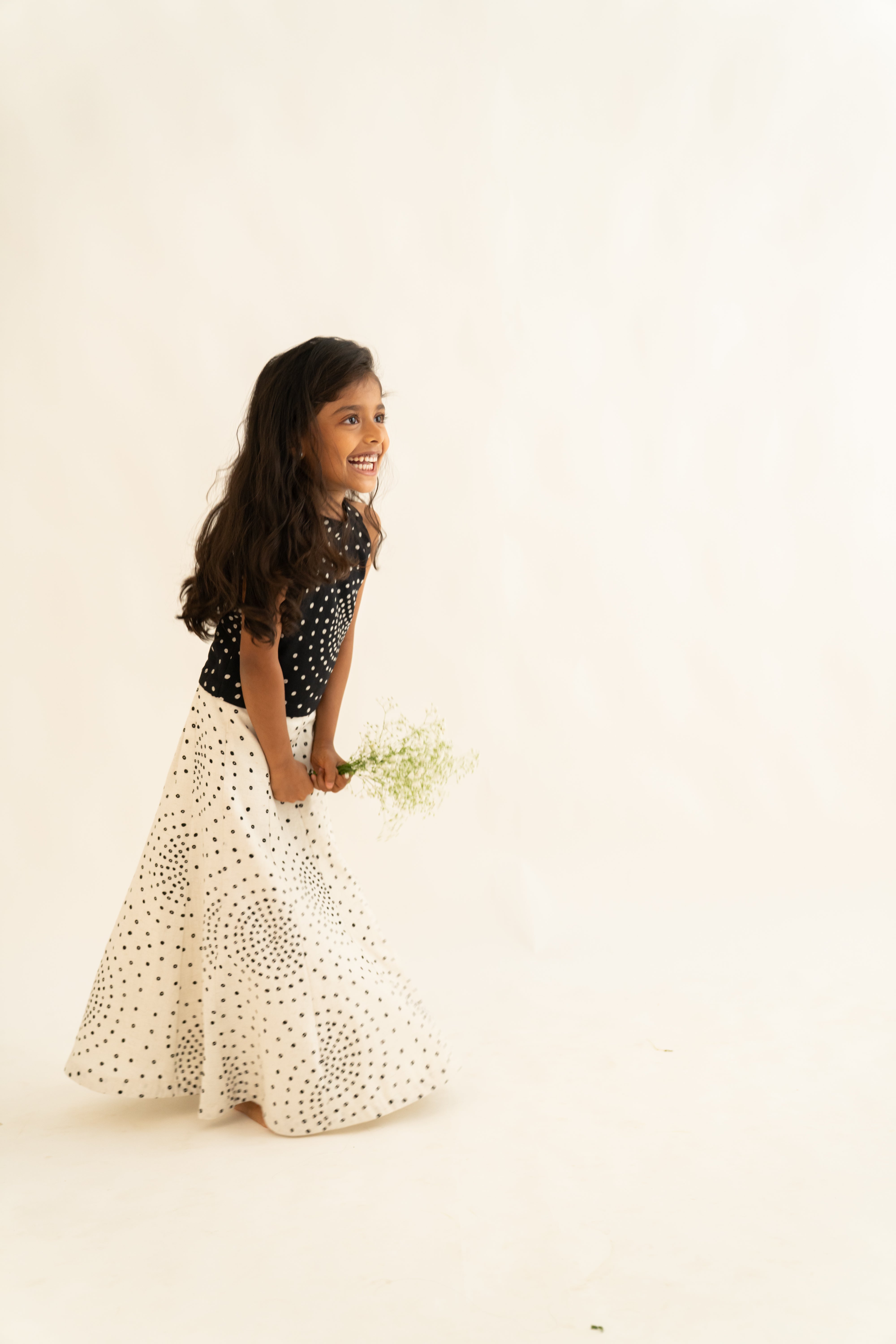 Black & White Polka Skirt Set