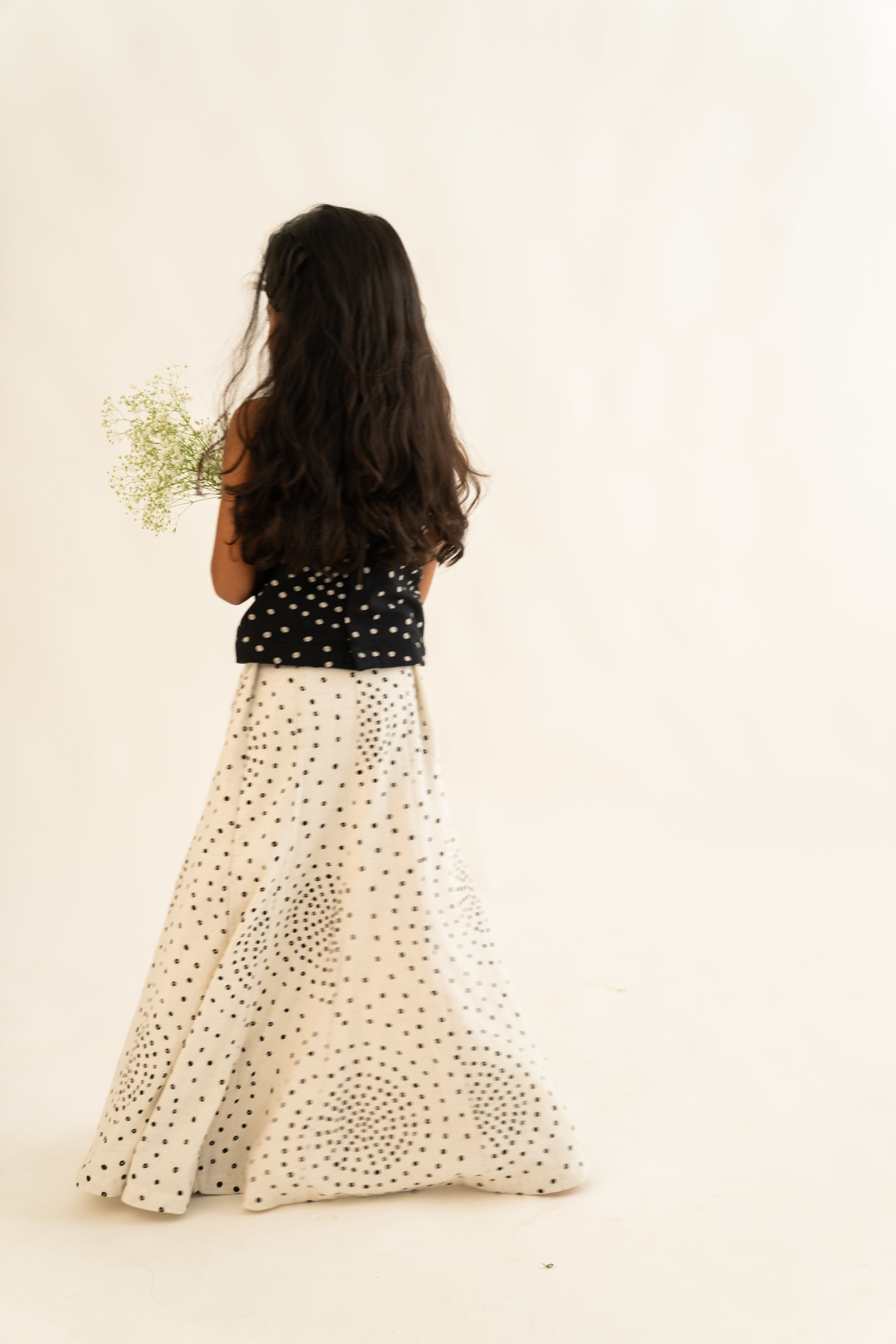 Black & White Polka Skirt Set