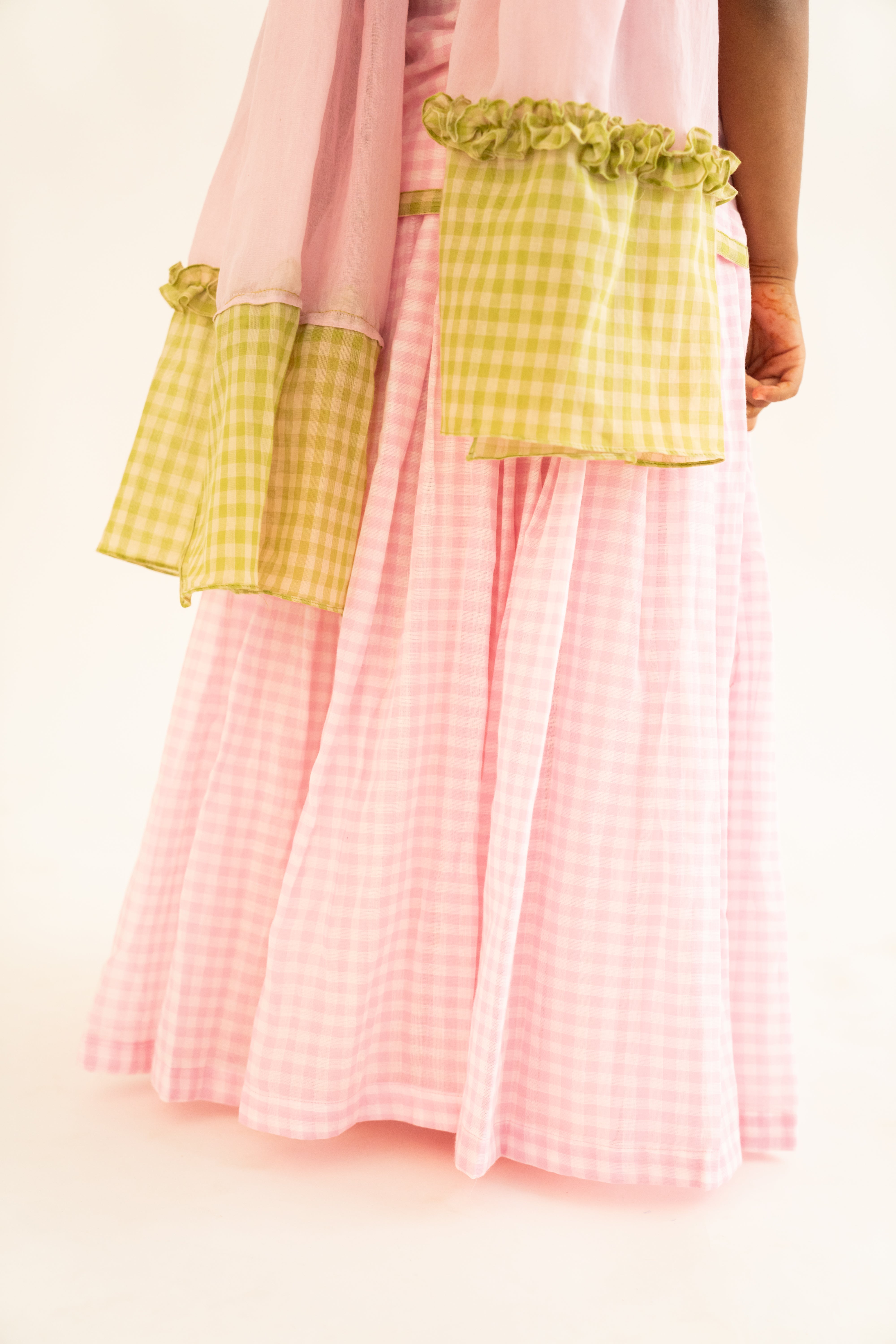 Pink Gingham Skirt Set