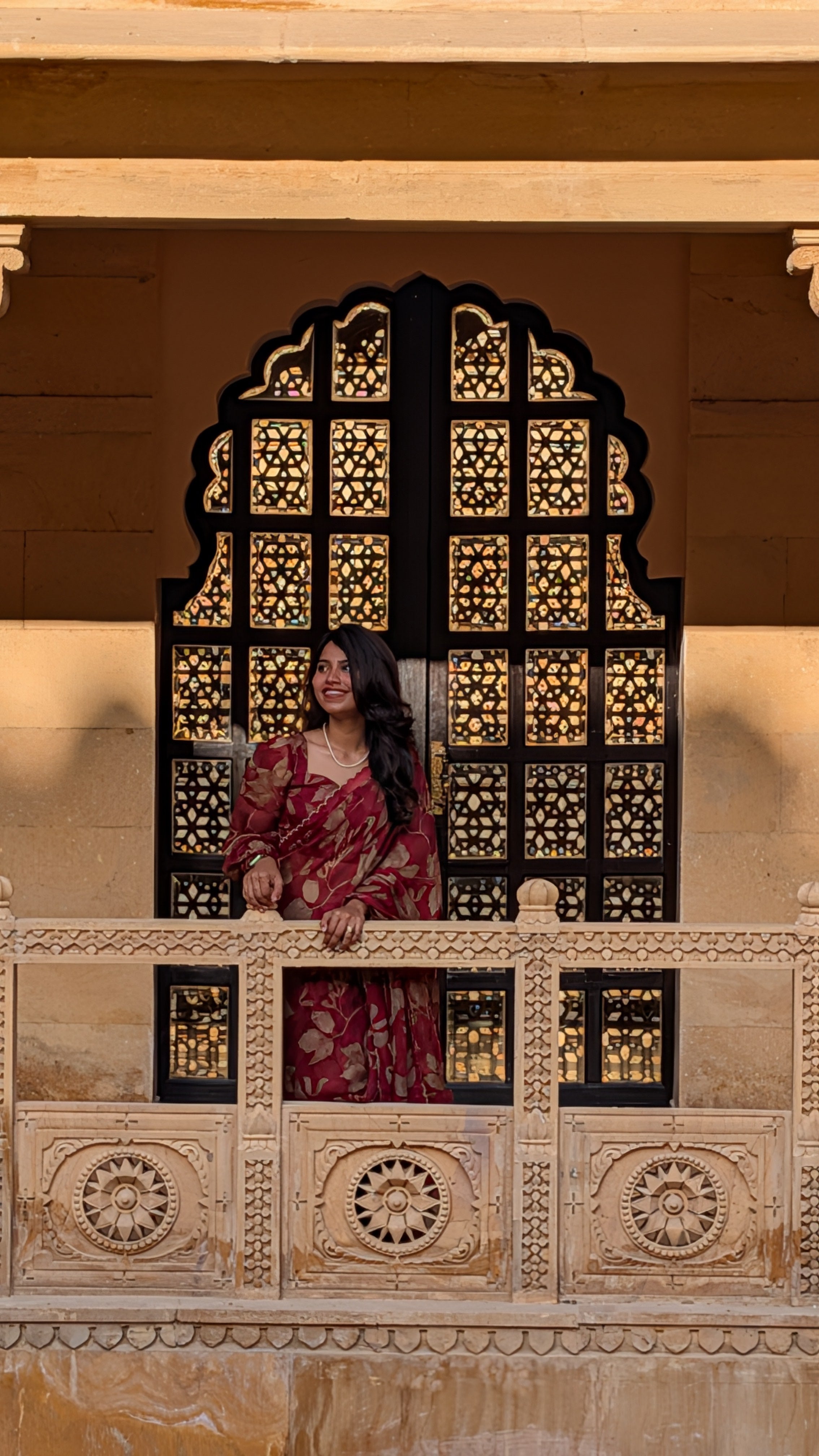 Maroon floral haze saree