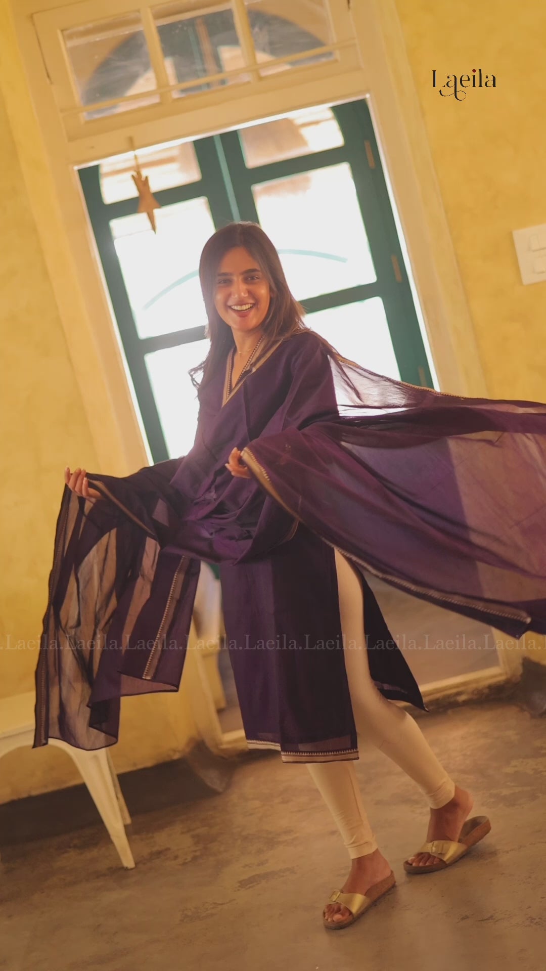 Purple Malar Narayanpet Cotton Top & Dupatta Set