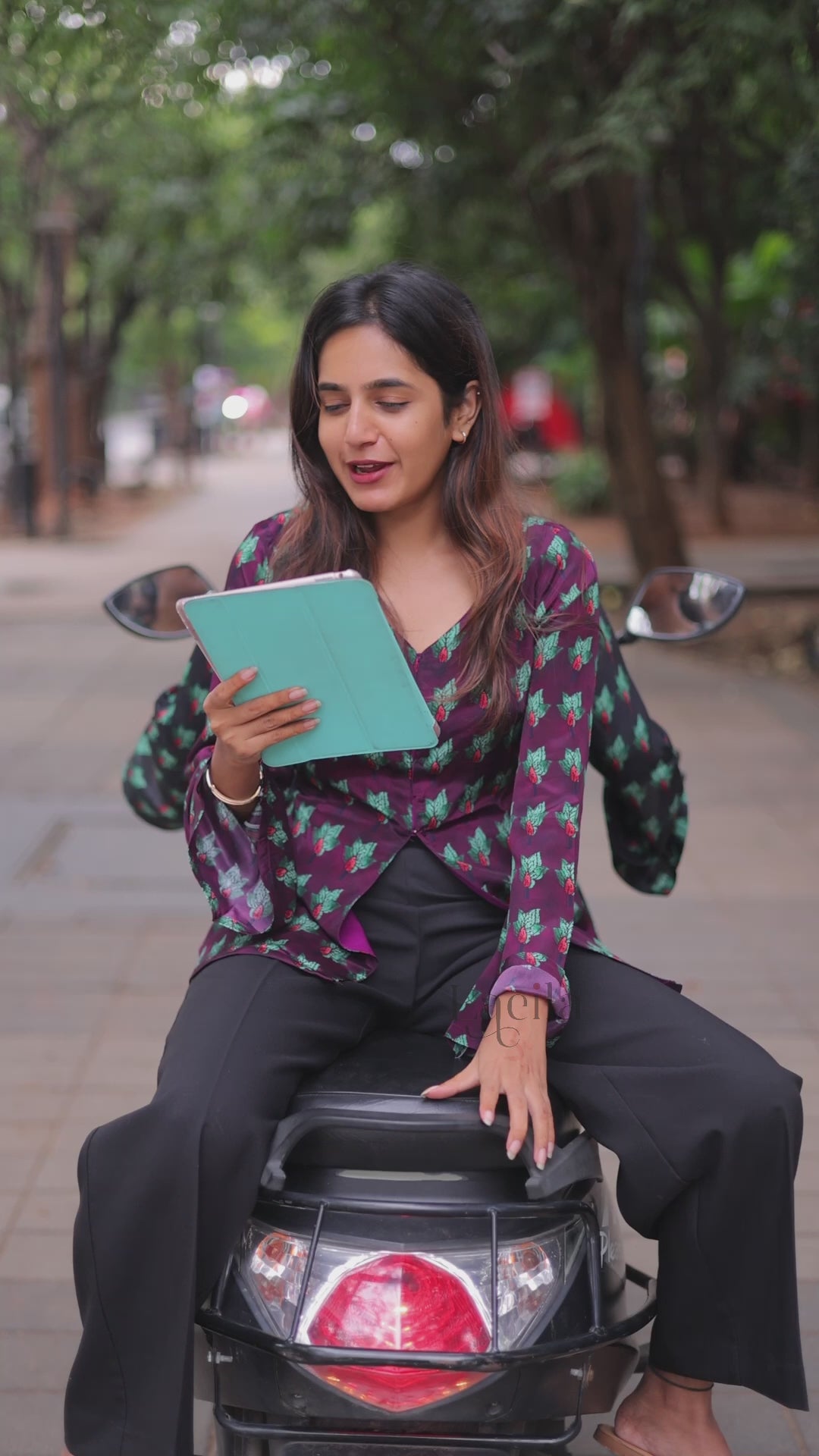 Purple Crepe satin Top