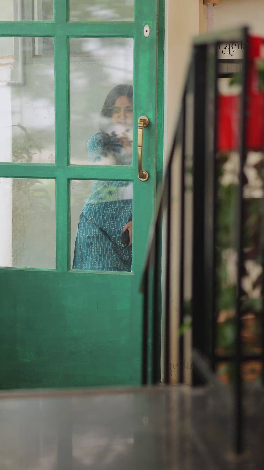 Blue cotton batik print top and bottom set