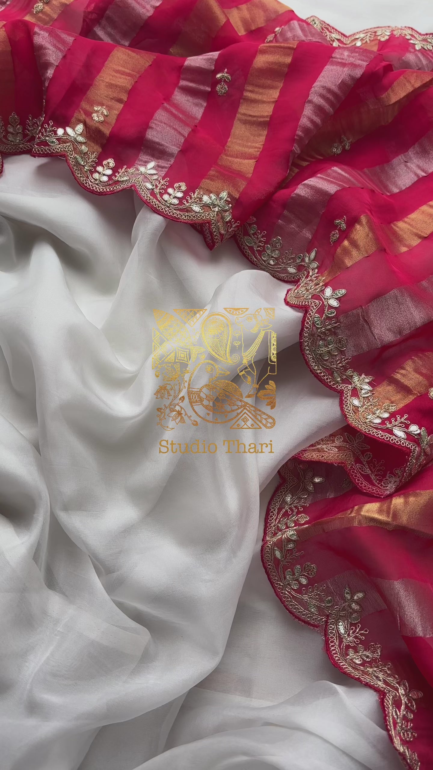 Red & Purple semi raw silk Semi stitched salwar set