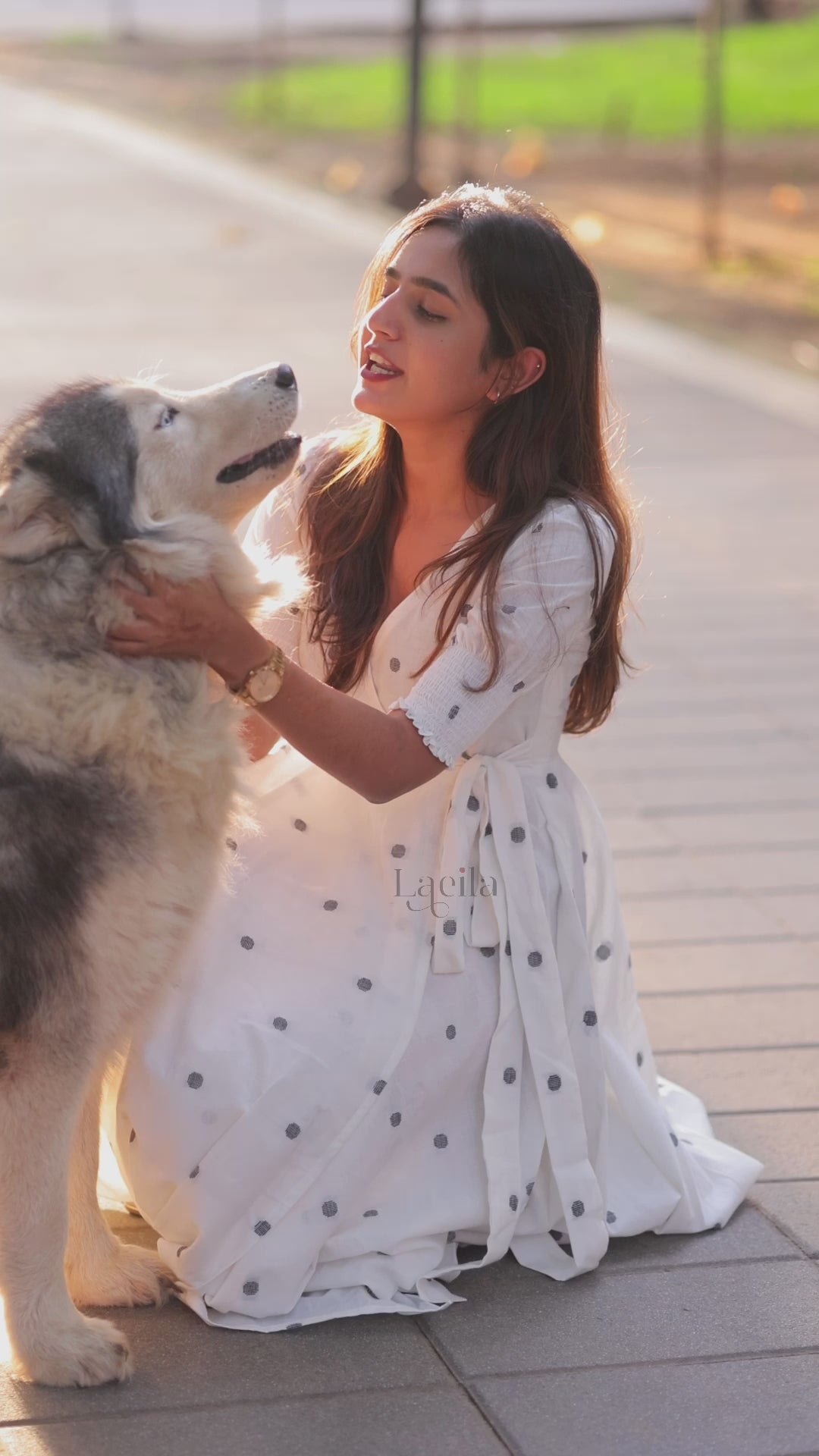 Black Polka dots Cotton warp gown