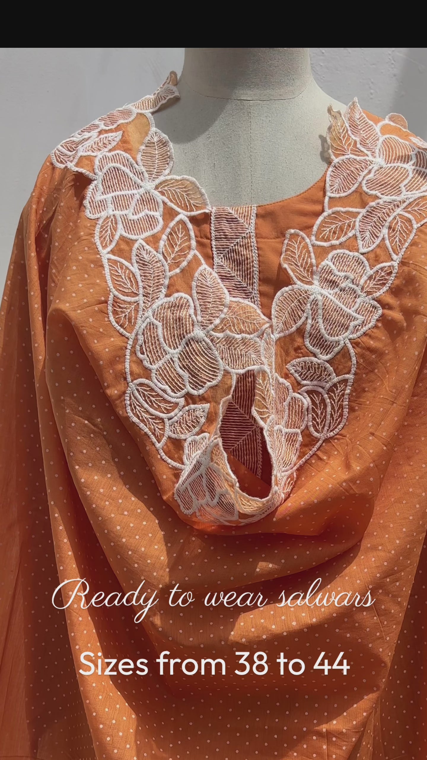 Orange Cotton  Readymade salwar set