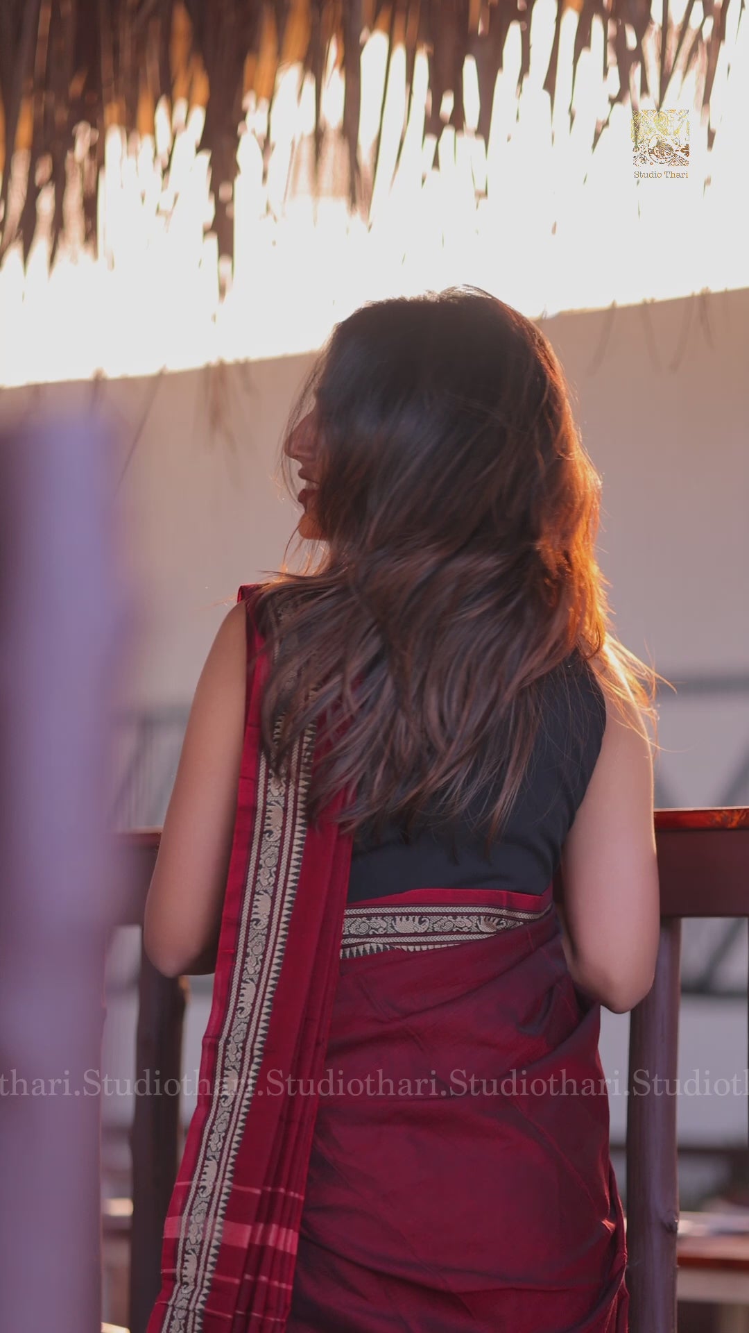 Maroon Pure cotton Narayanpet saree