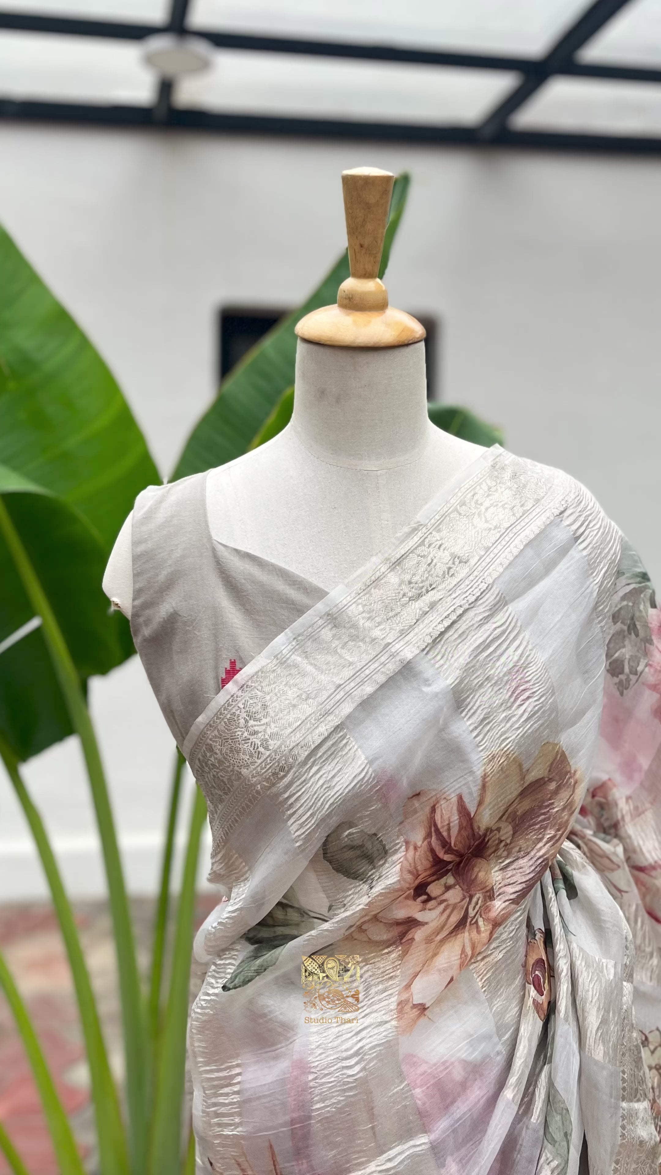 White Floral Organza Saree