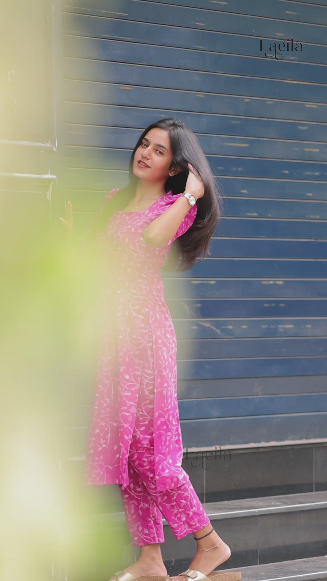 Pink Cotton batik print top and bottom set