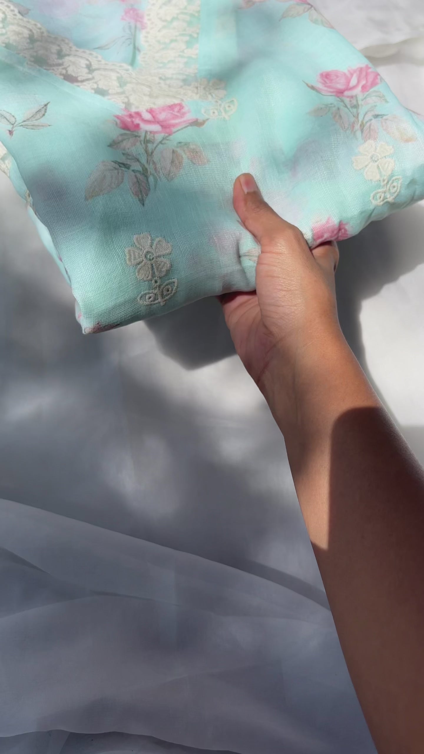 Blue, Green, Pista Green & Peach Linen Cotton Semi stitched salwar set