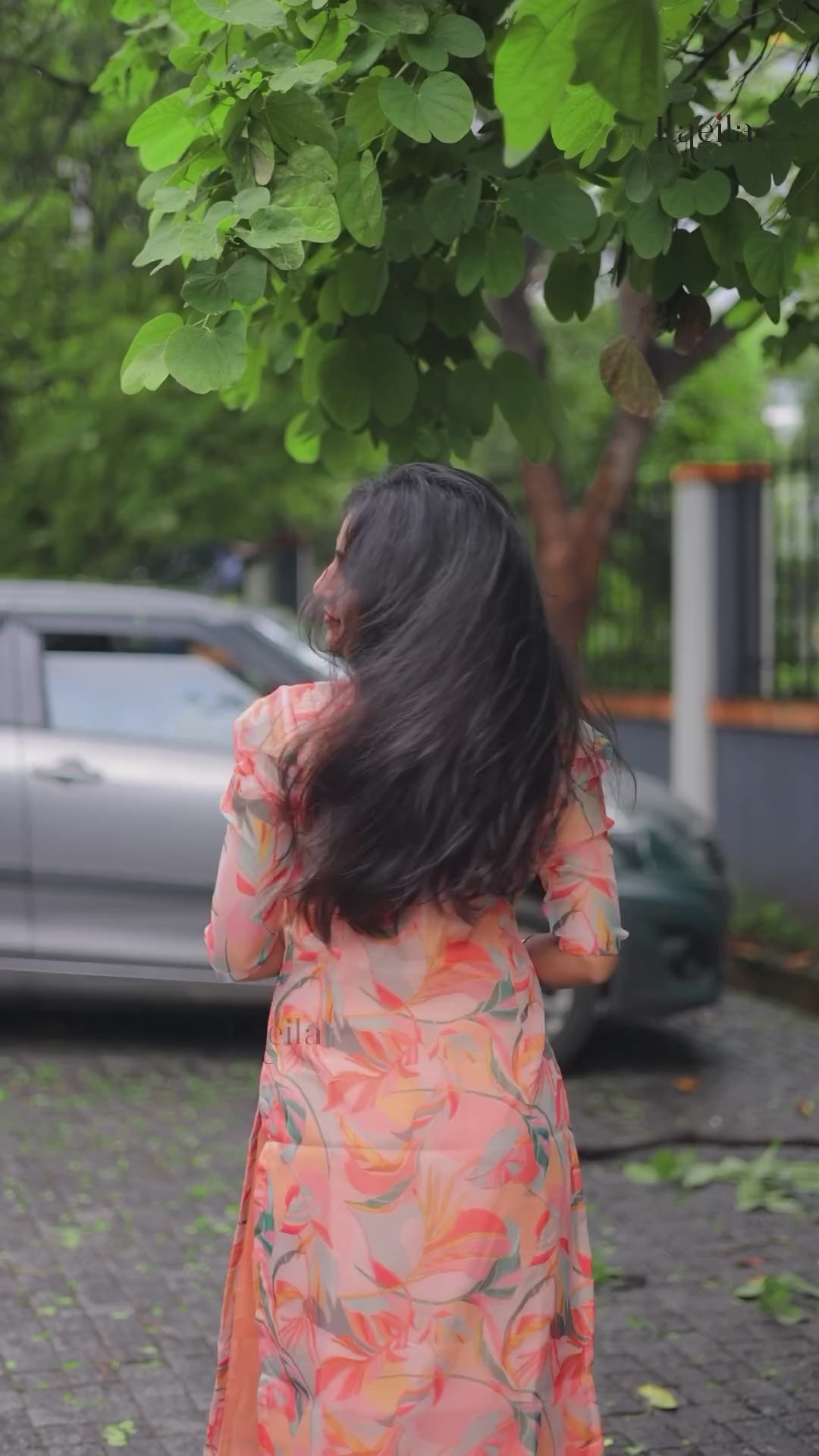 Peach multicoloured organza Top
