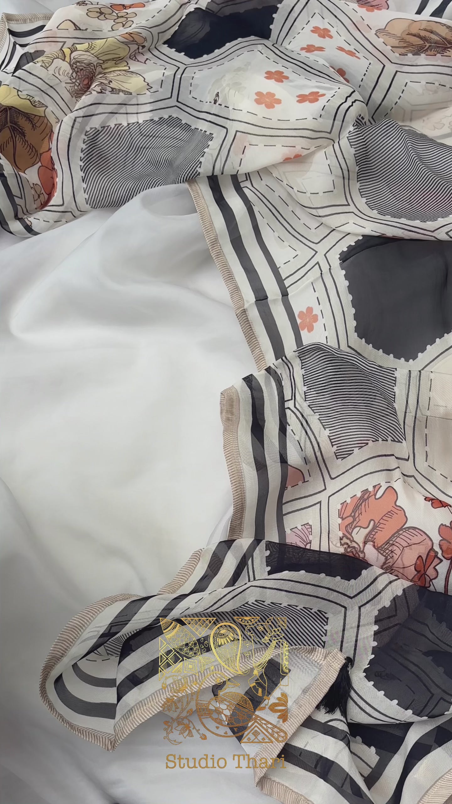 Ivory soft muslin silk Semi Stitched Salwar suit