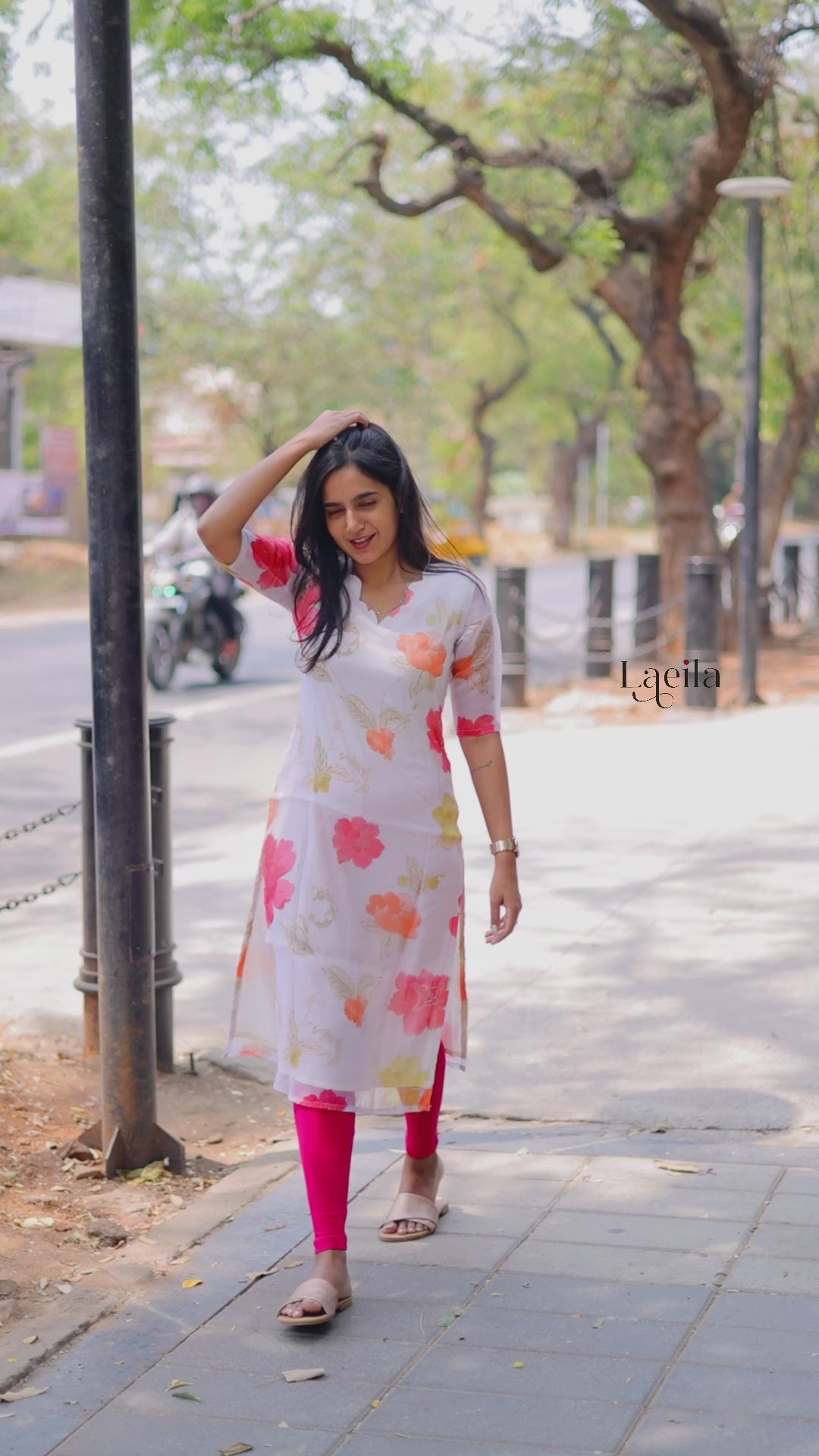 White organza top with scalloped neck