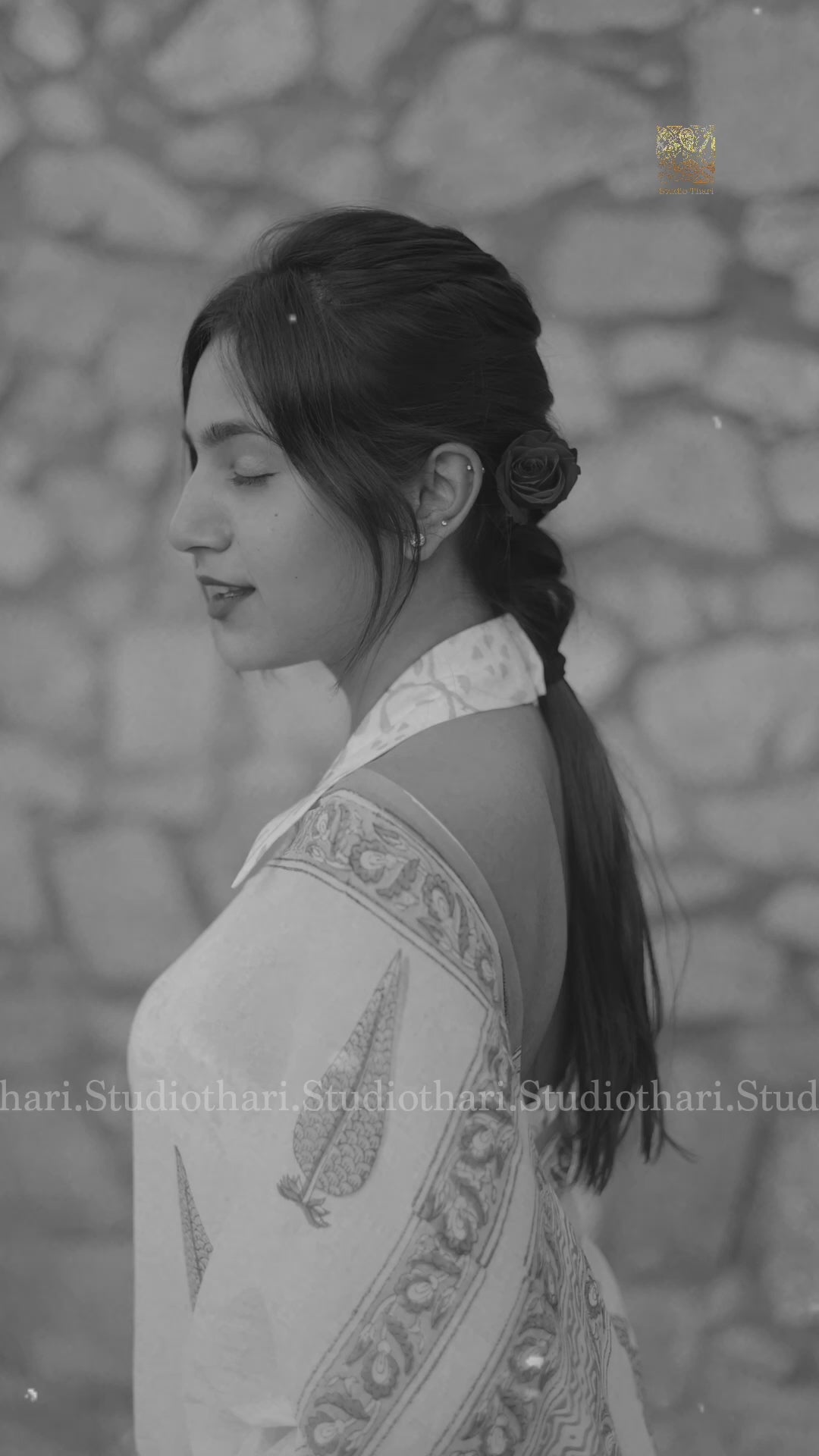 White with Blue Pure cotton saree