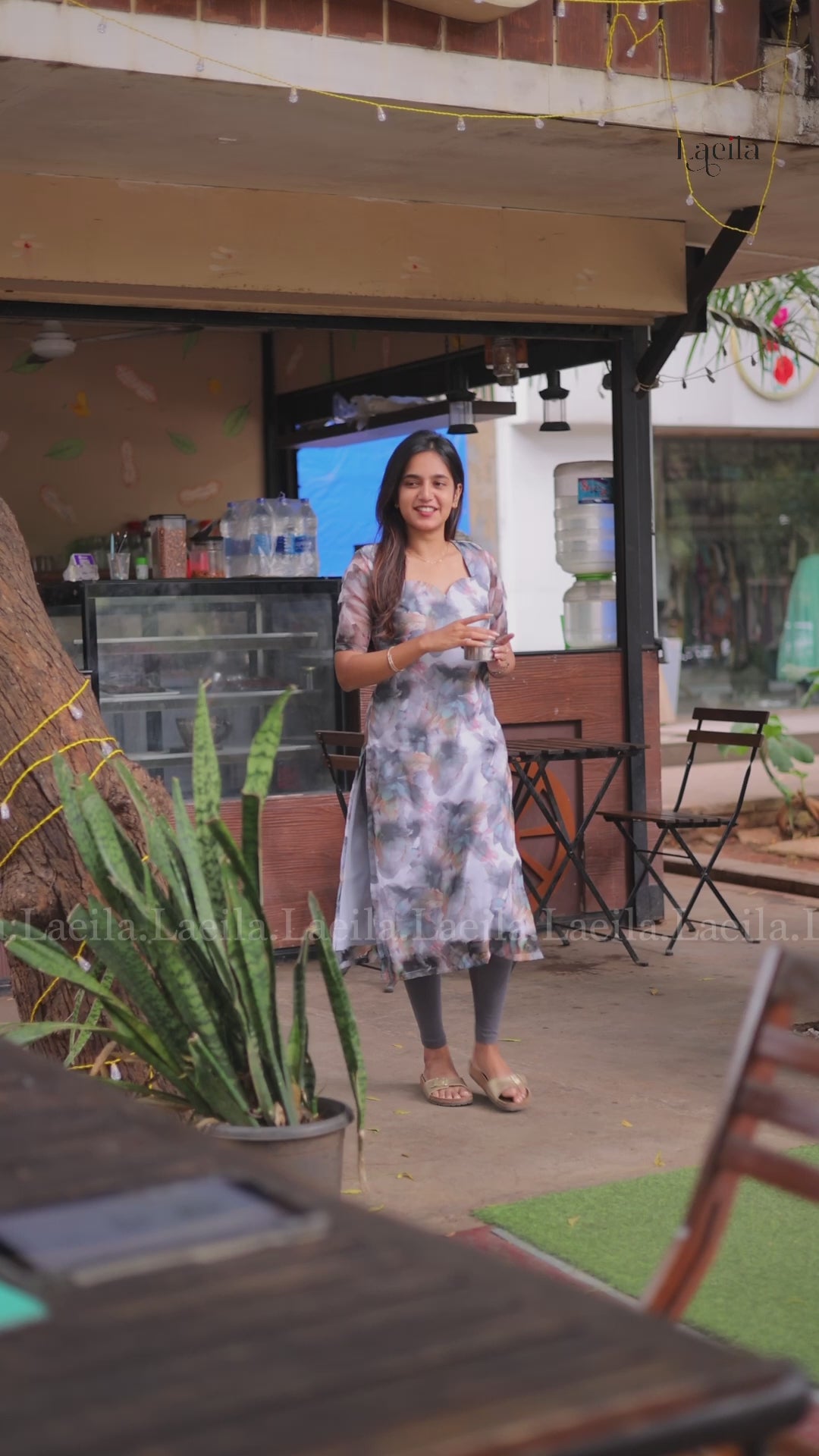 Grey Multitint Organza Top