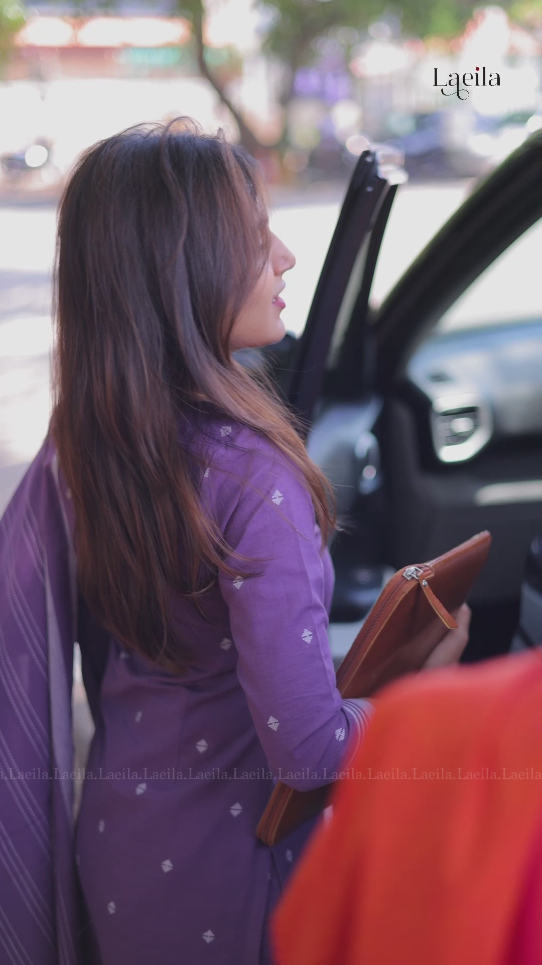 Orange with pink cotton kadhambari set