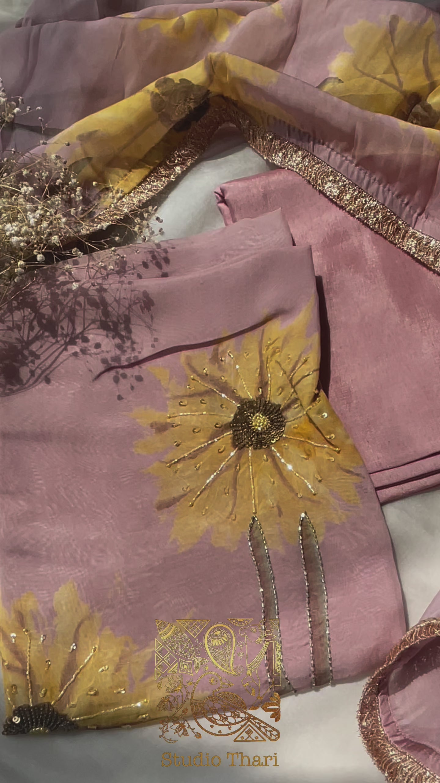 Pink Organza unstitched salwar suit