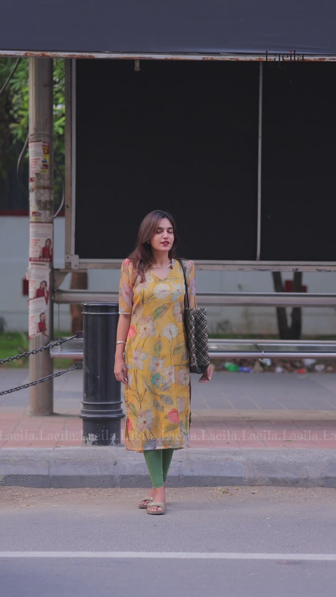 Mustard Floral Organza Top