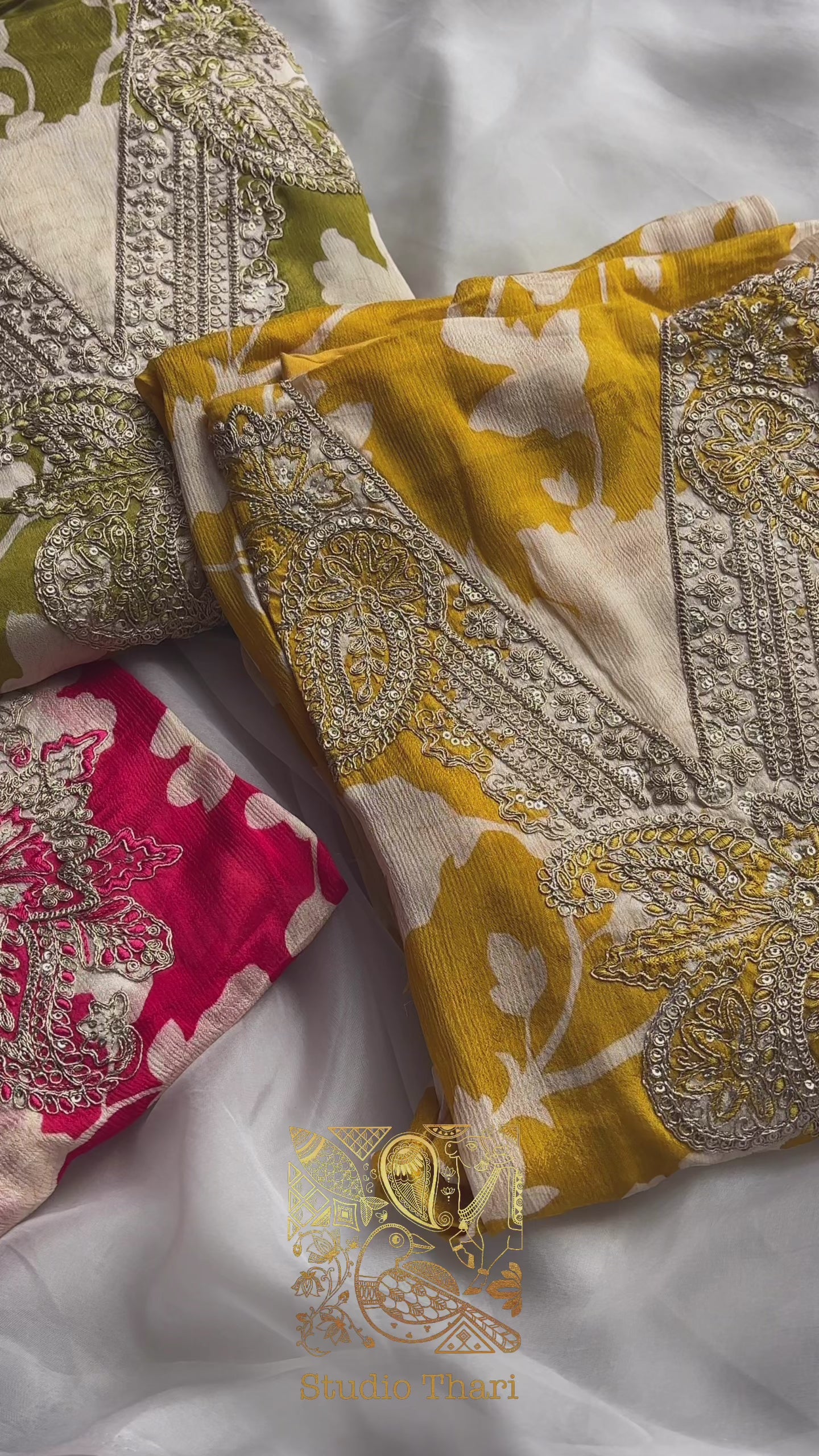 Green Tissue  with Silk DupattaSemi stitched salwar set