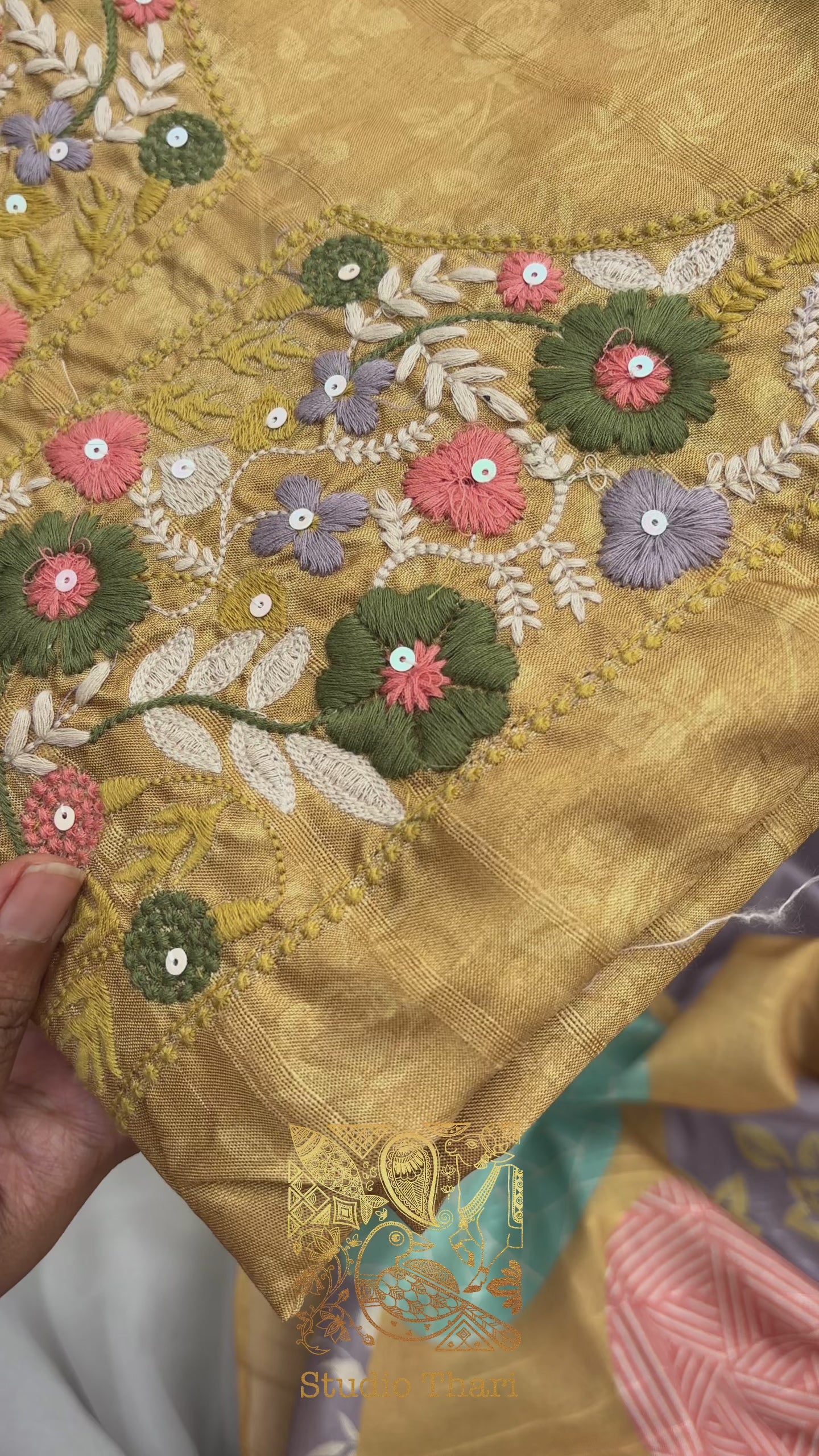 Musturd Chanderi Unstitched salwar Set