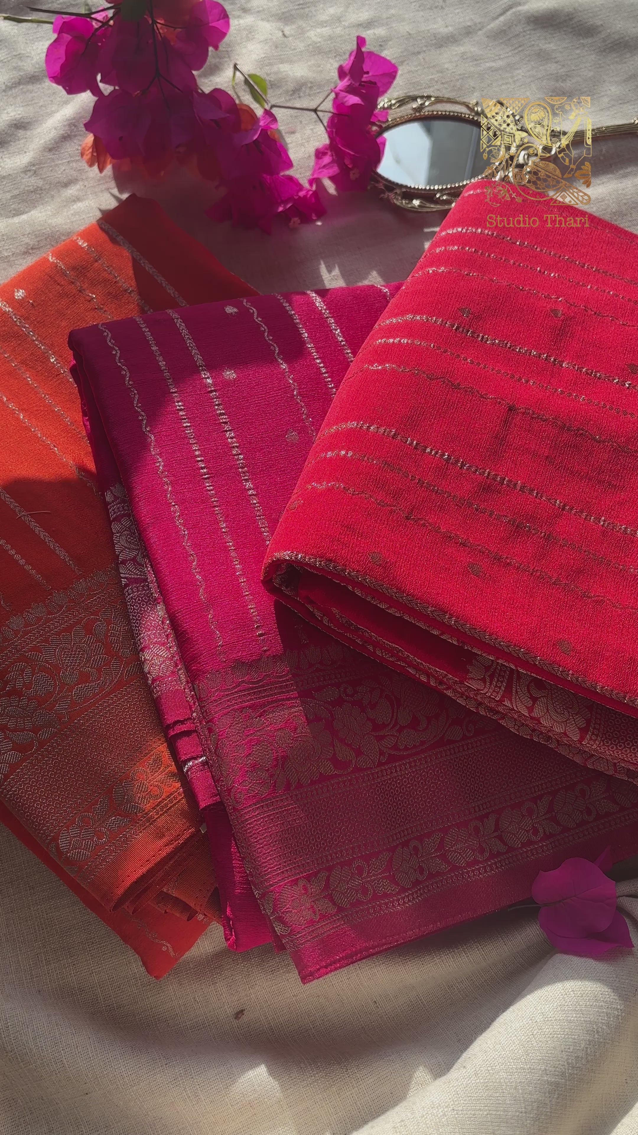 Orange Chiffon Silk Saree