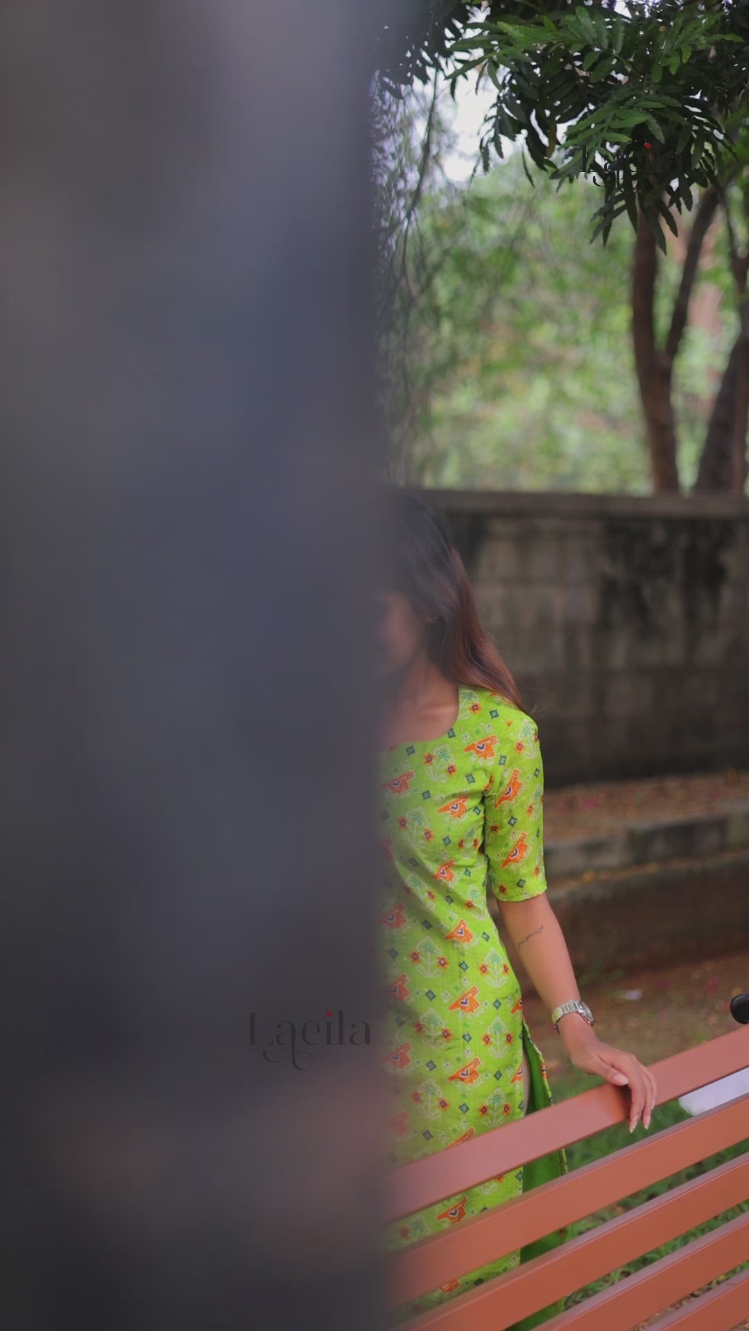 Lime tissue floral top