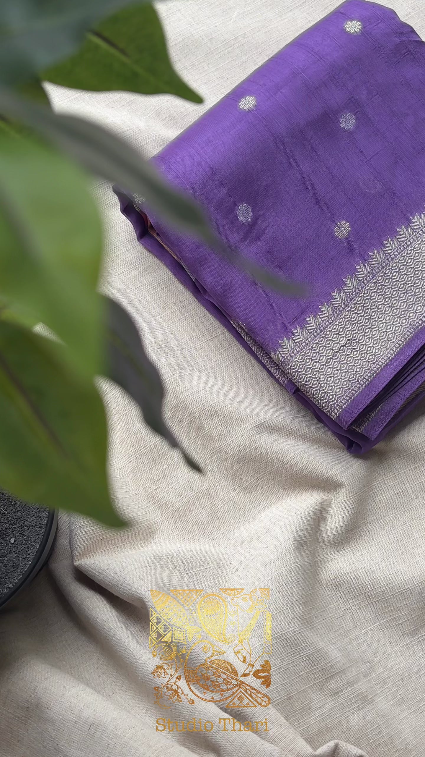 Lavender Semi Raw Silk Banarasi Saree