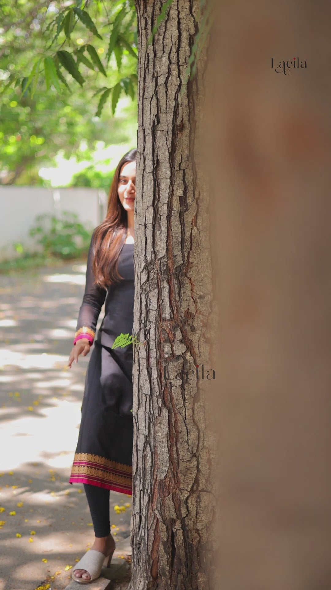 Black with pink border kanchi cotton top and duppata