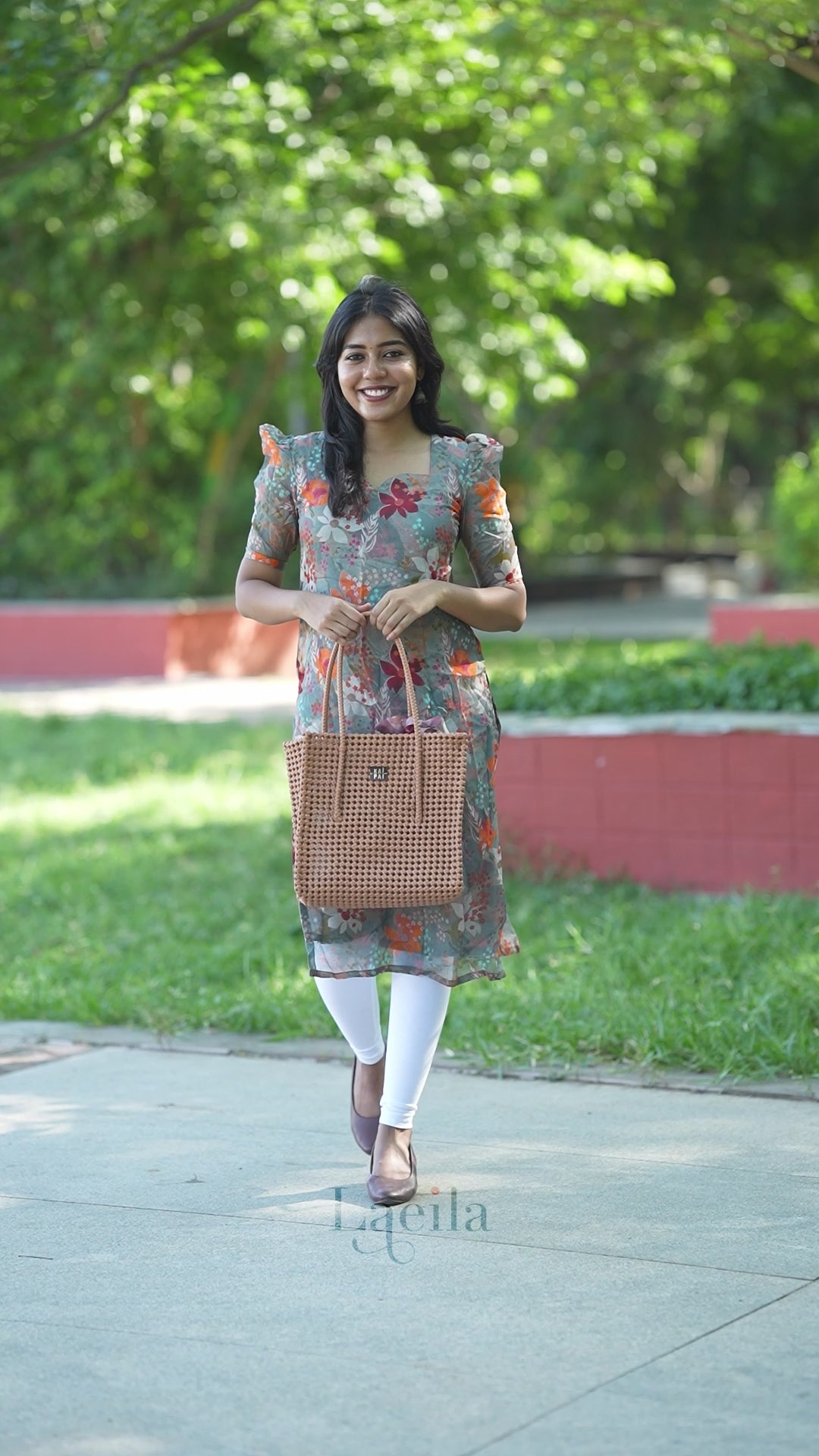 Grey Floral Organza Top