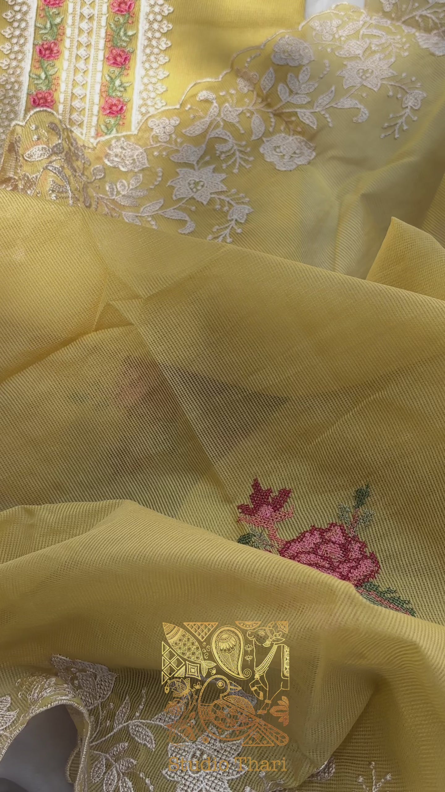 Pink & Yellow Kota unstitched salwar set