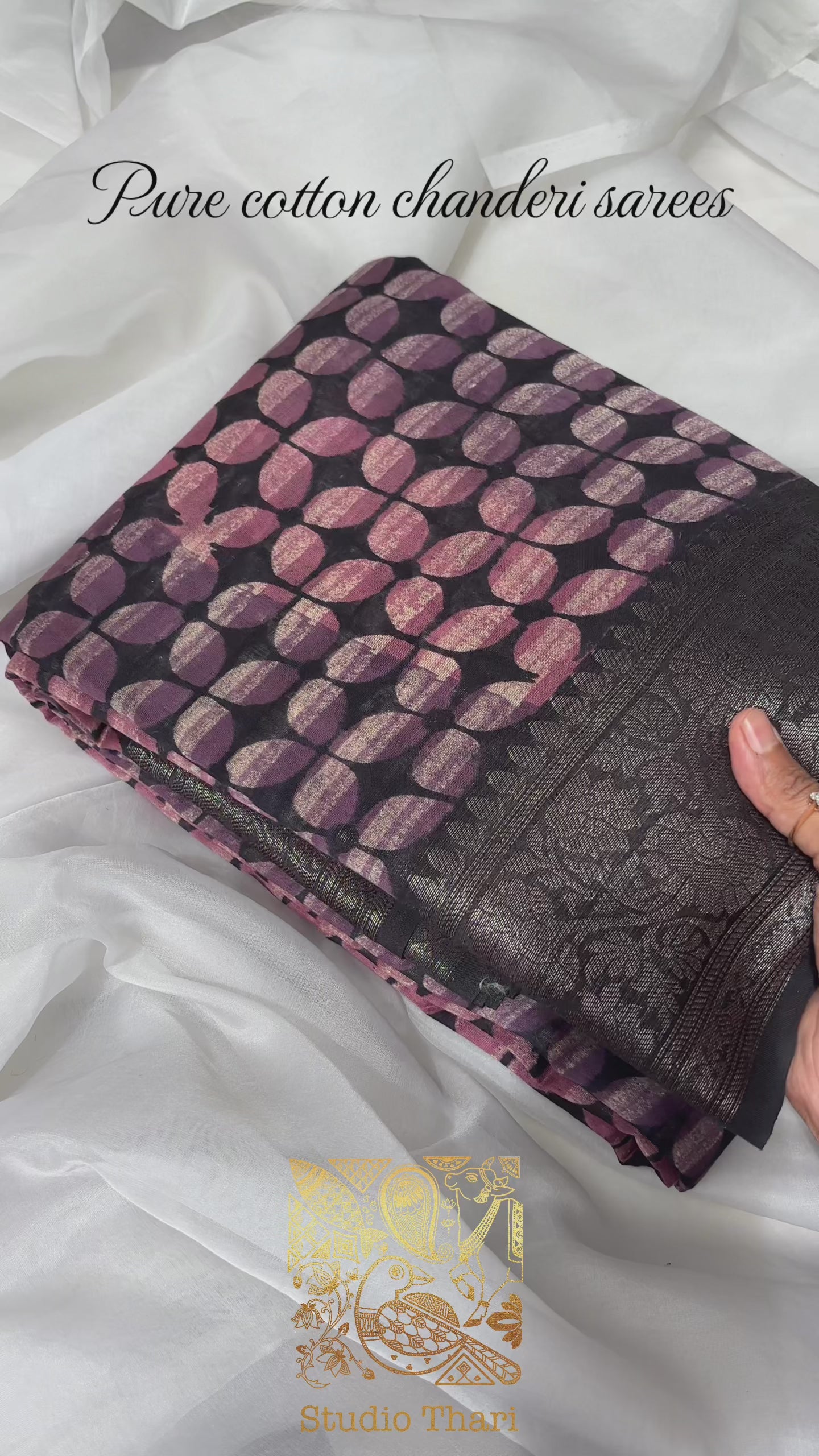 Purple, Pink, Yellow & Blue Multicolor Pure Cotton Chanderi Saree