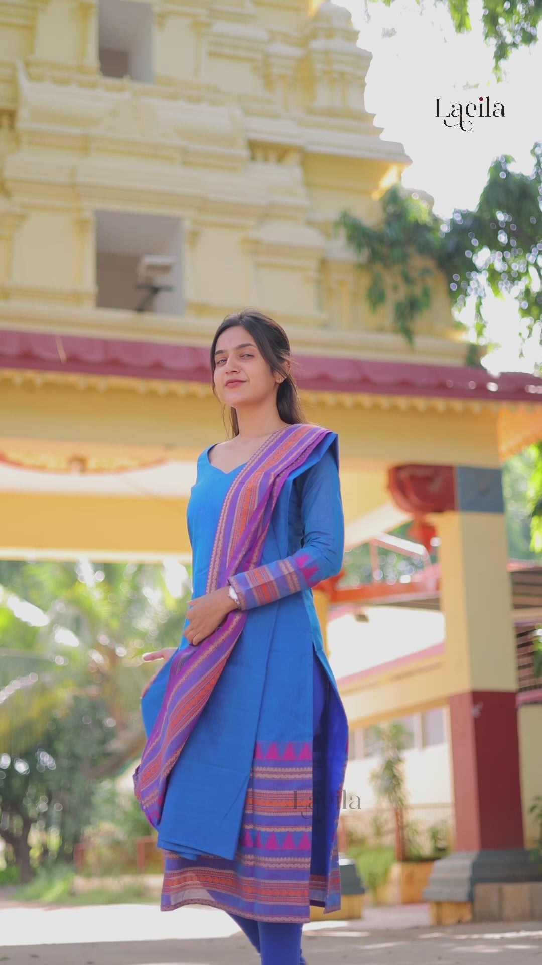 Blue kanchi cotton top and duppata