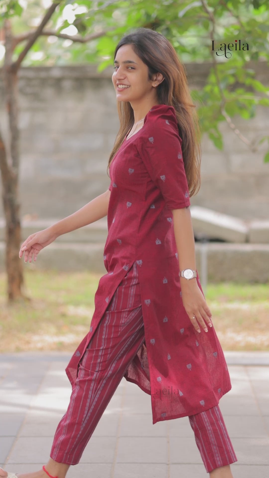 Maroon cotton Top & Bottom Set