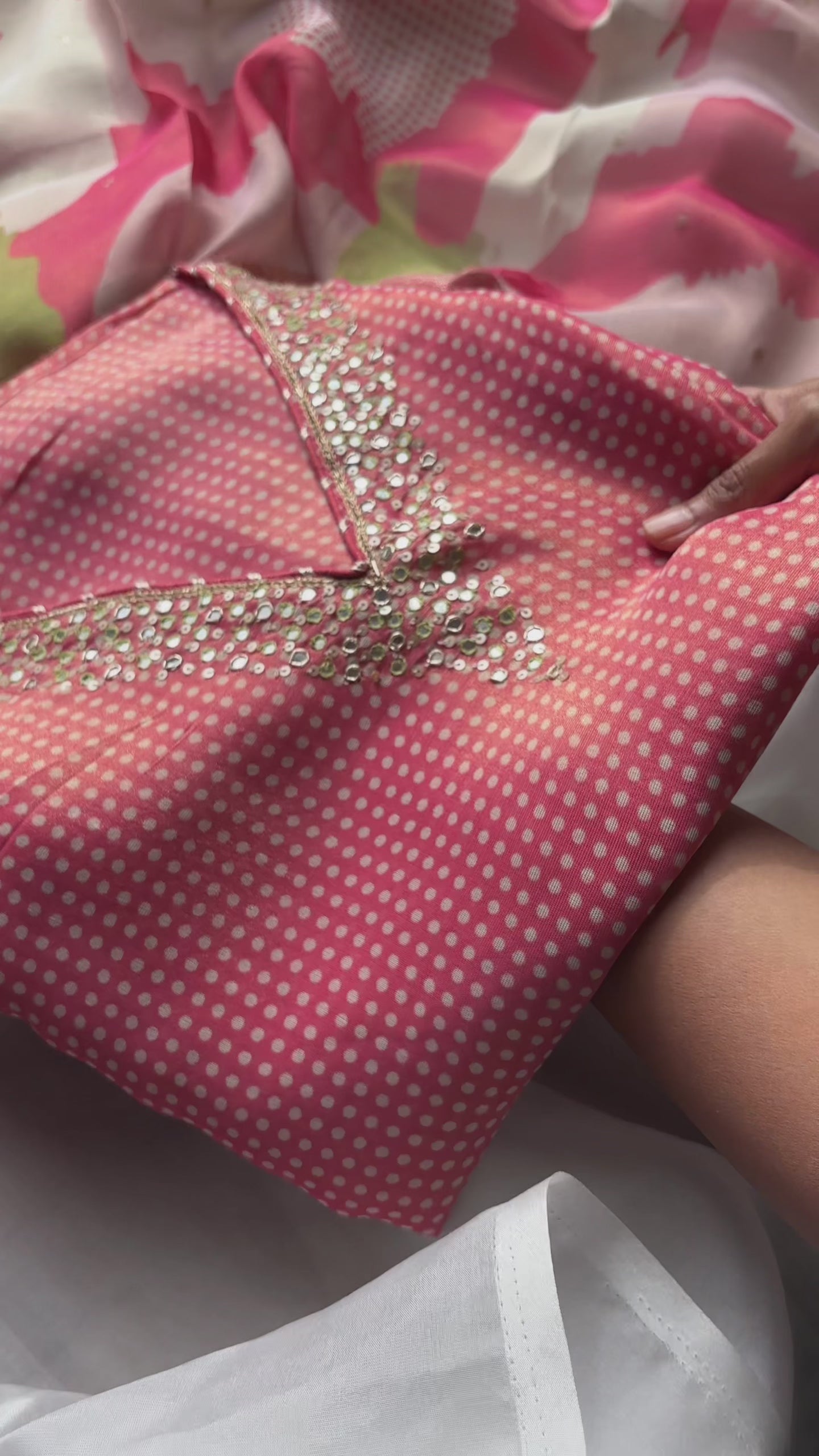 Peach organza Semi stitched salwar set