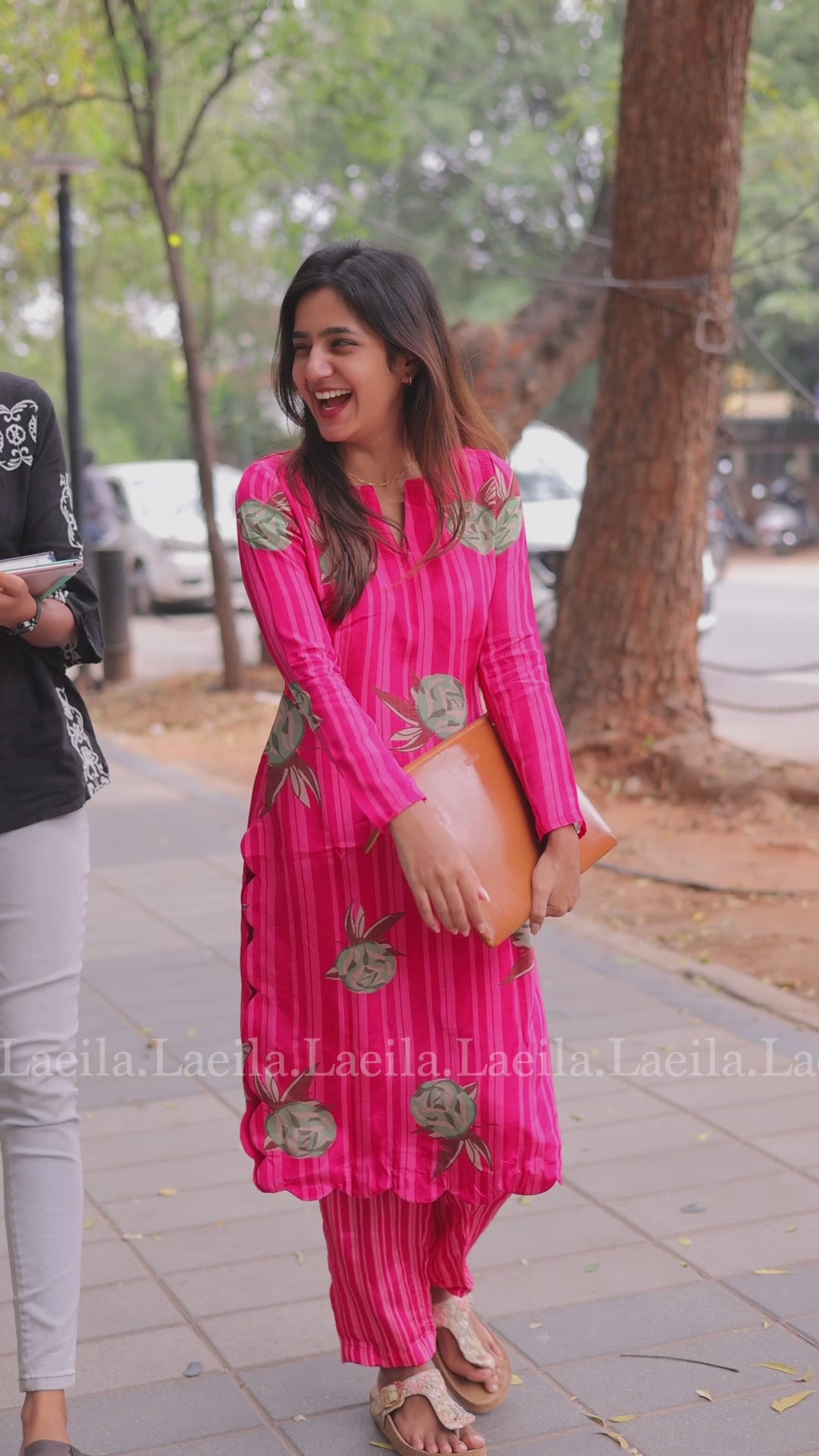 Pink pure muslin Crape Co-ord Set