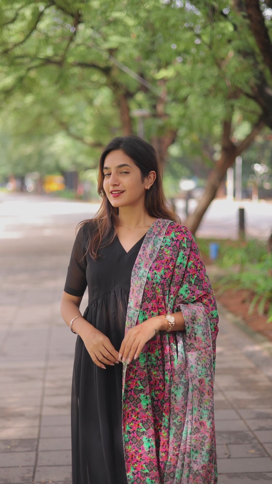 Black georgette Alia cut set