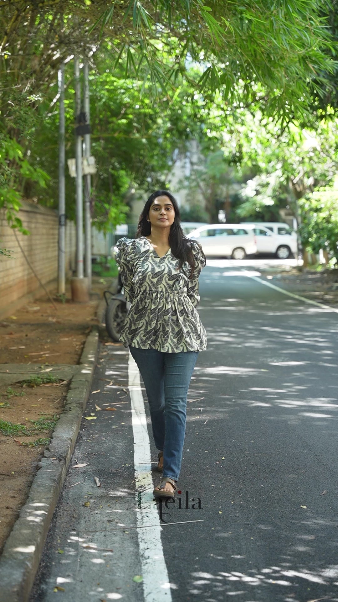 Crepe Satin Ruffle Peplum Top