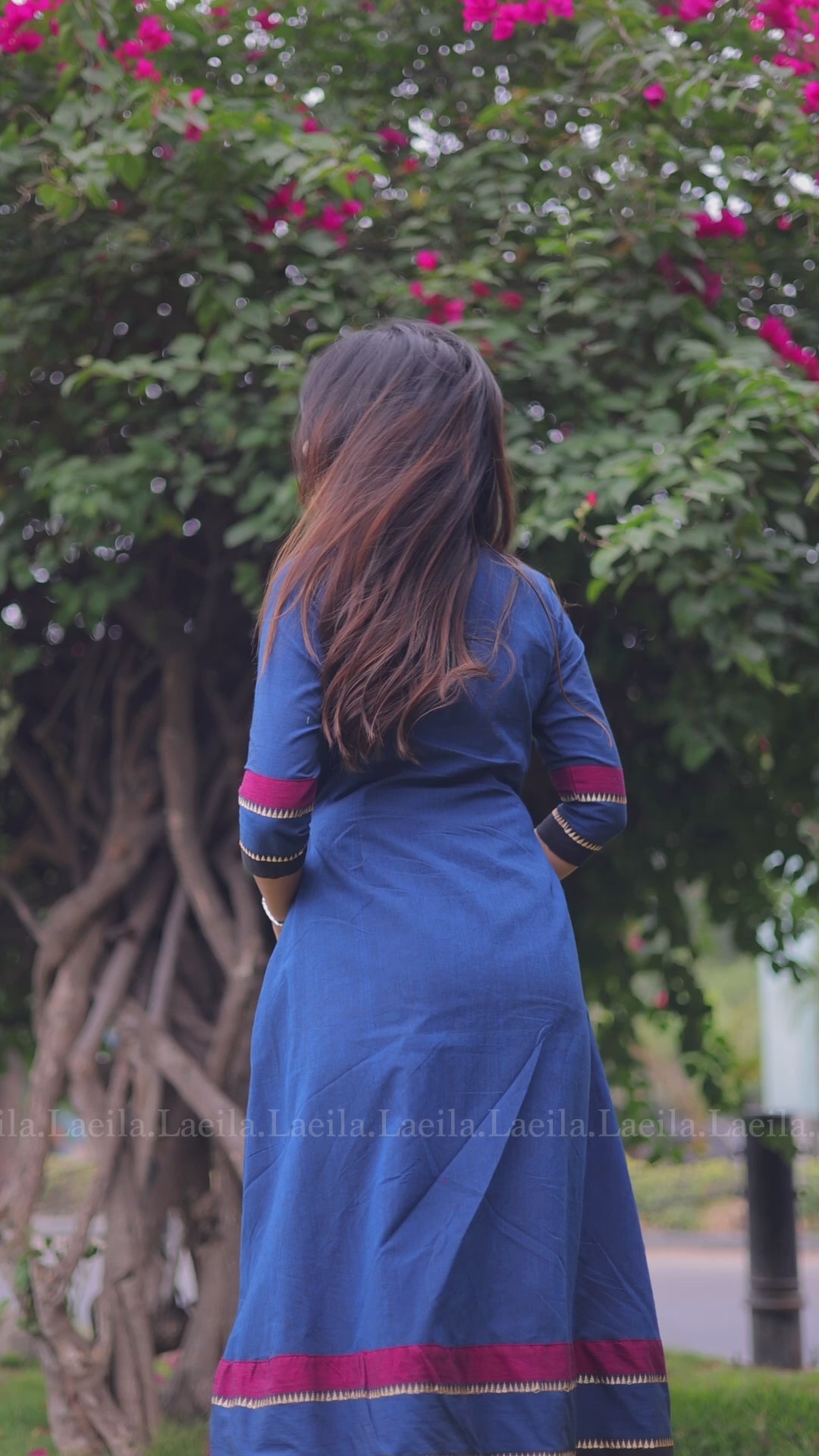 Blue Cotton Side Tie Meenakshi Kanchi top