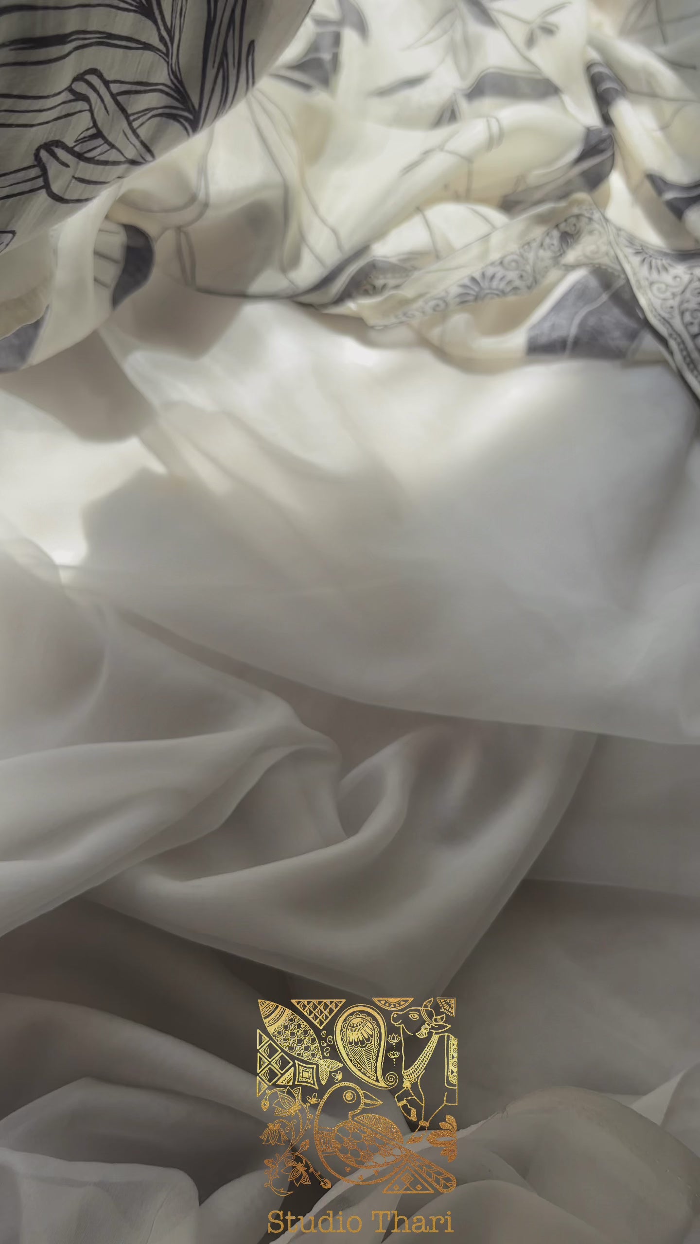 Black & White Tropical Print Muslin Semi stitched salwar set