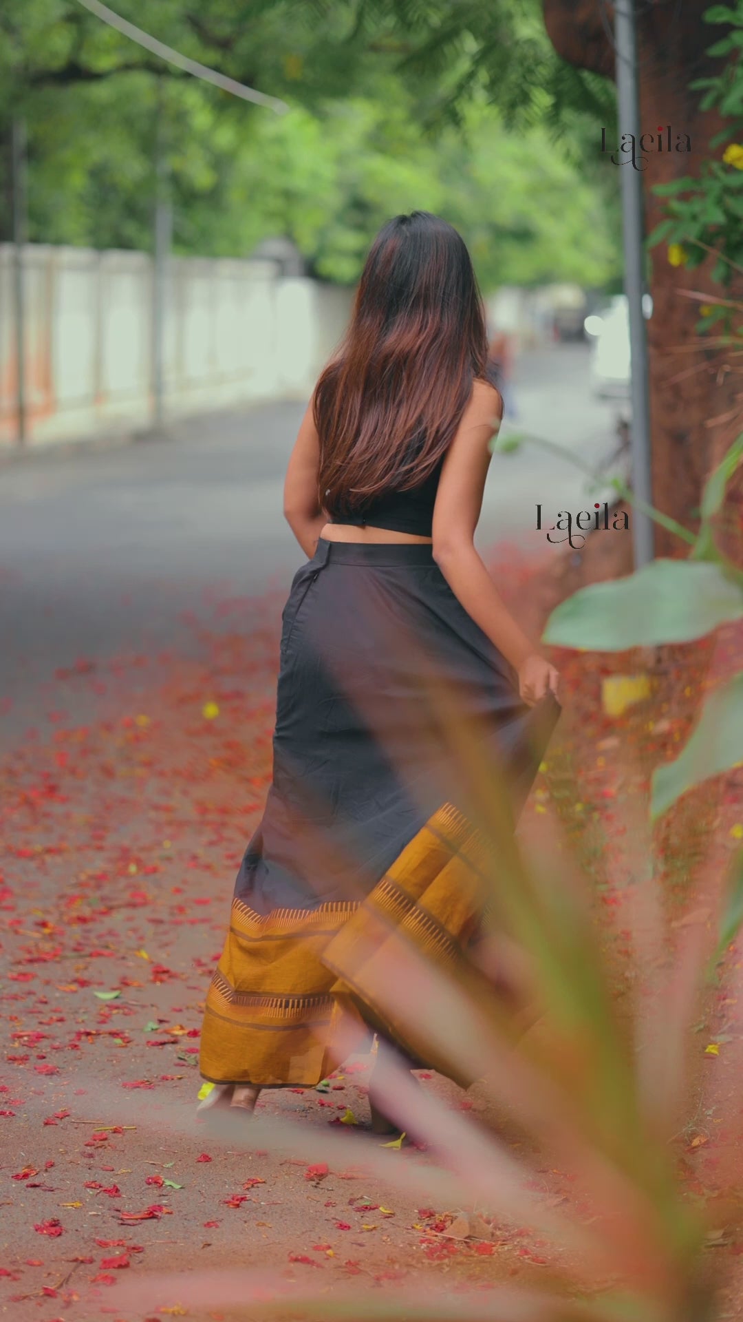 Black Pure Kanchi Cotton Skirt and Top set