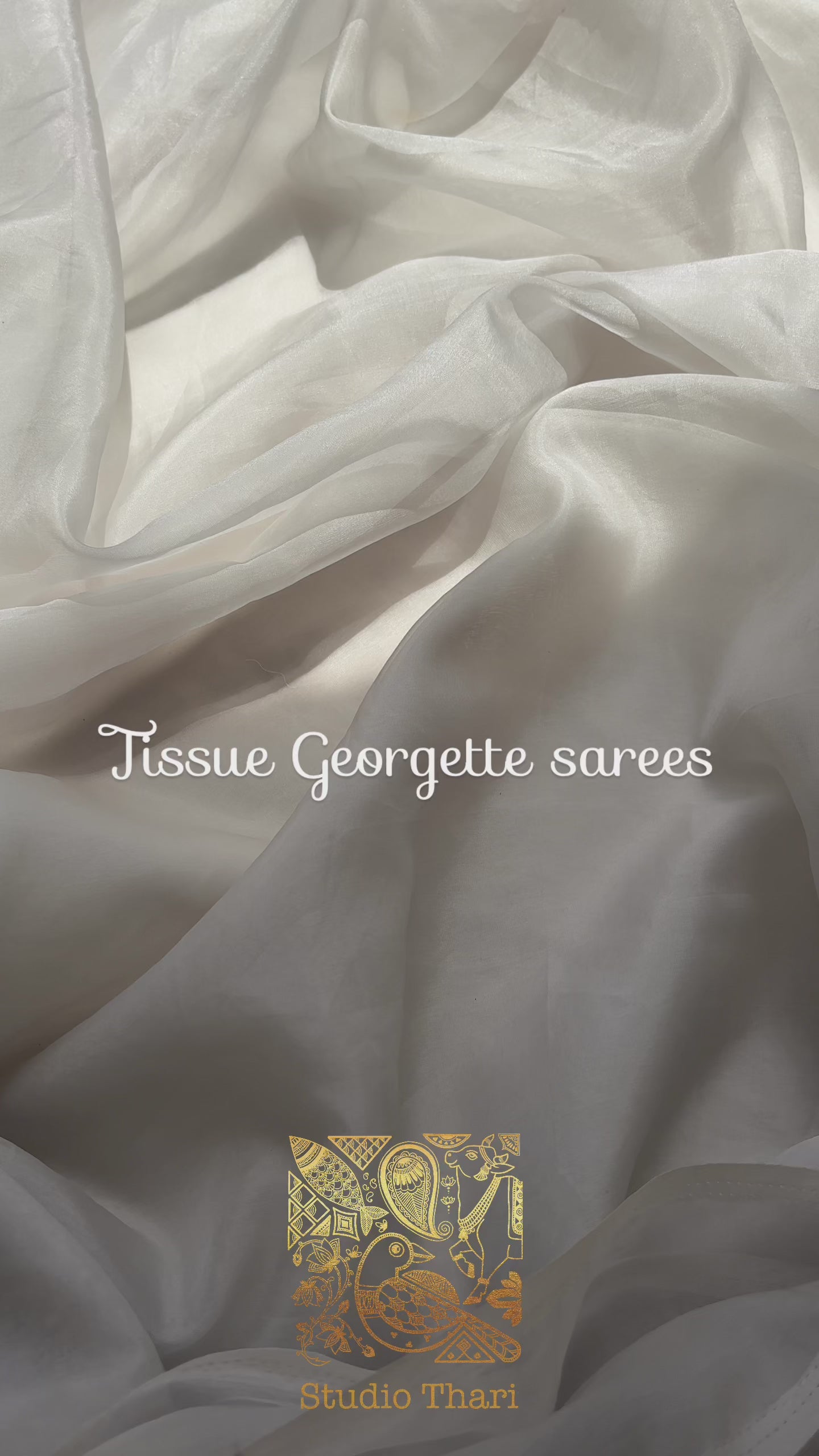 Blue, Green, Grey & Brown Tissue Georgette Sarees