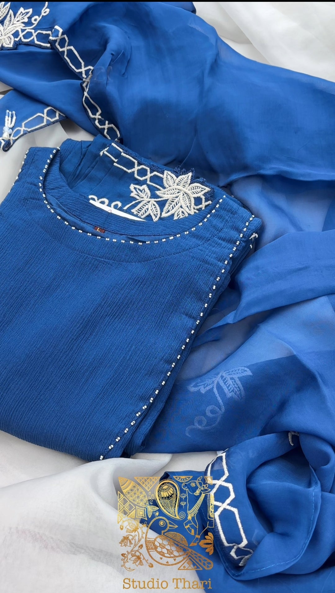 Pure Georgette Readymade salwar set with Organza Dupatta