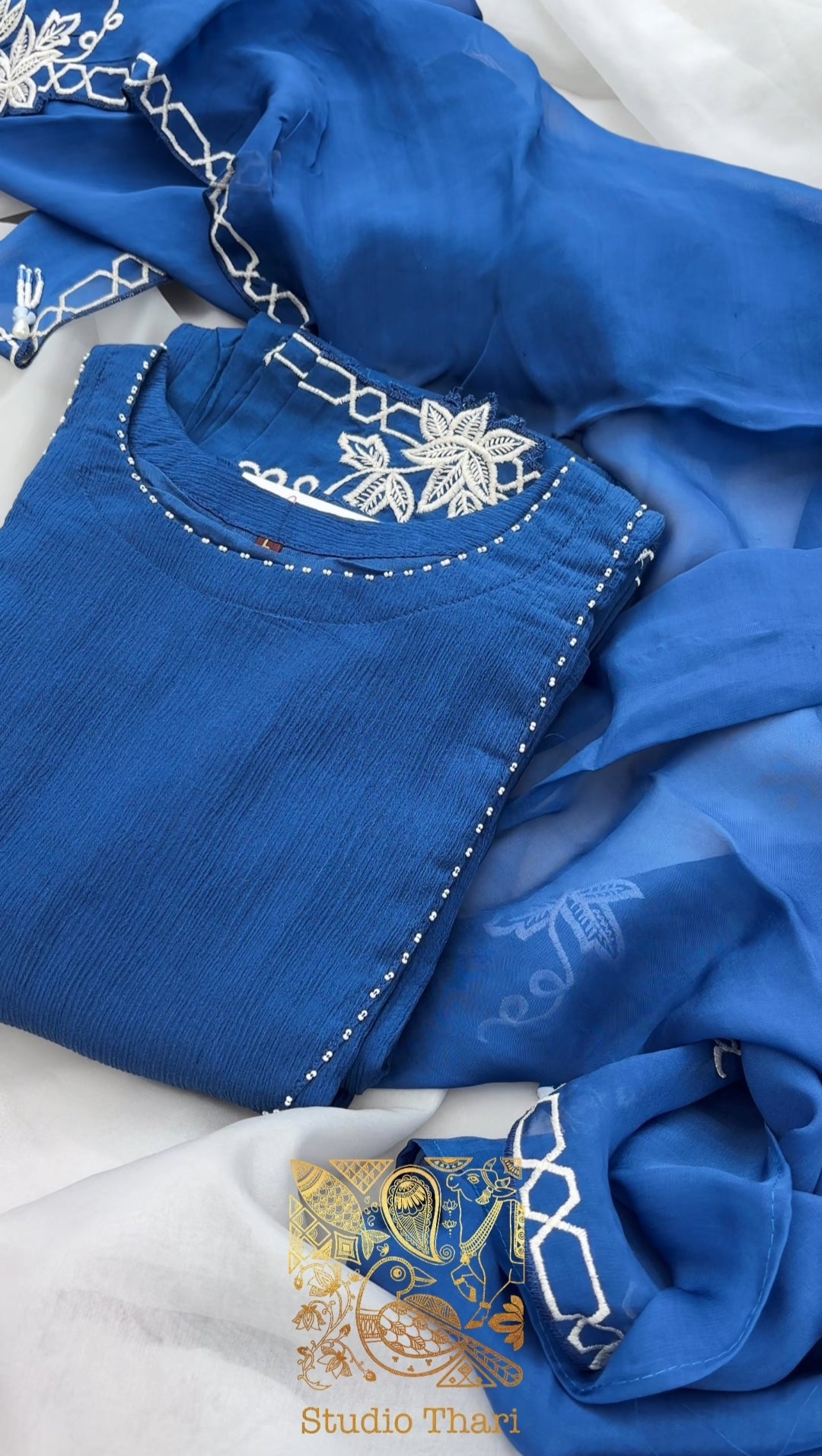 Pure Georgette Readymade salwar set with Organza Dupatta