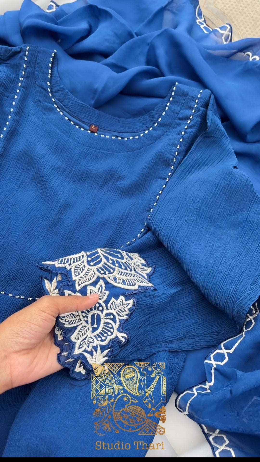 Pure Georgette Readymade salwar set with Organza Dupatta